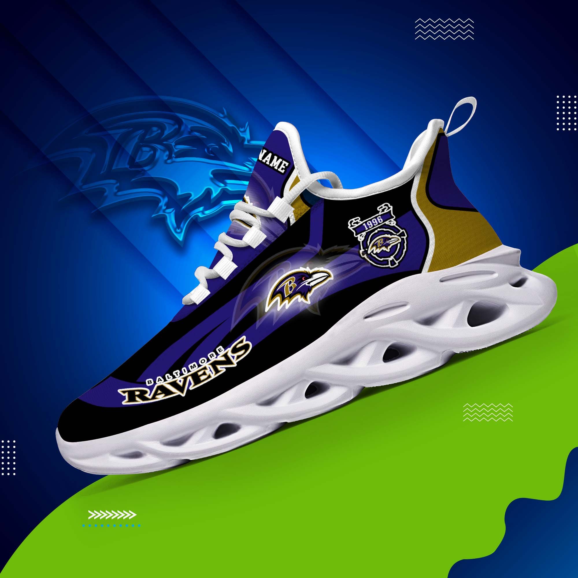 Baltimore Ravens White C Sneakers 2026 Version Personalized Your Name 090