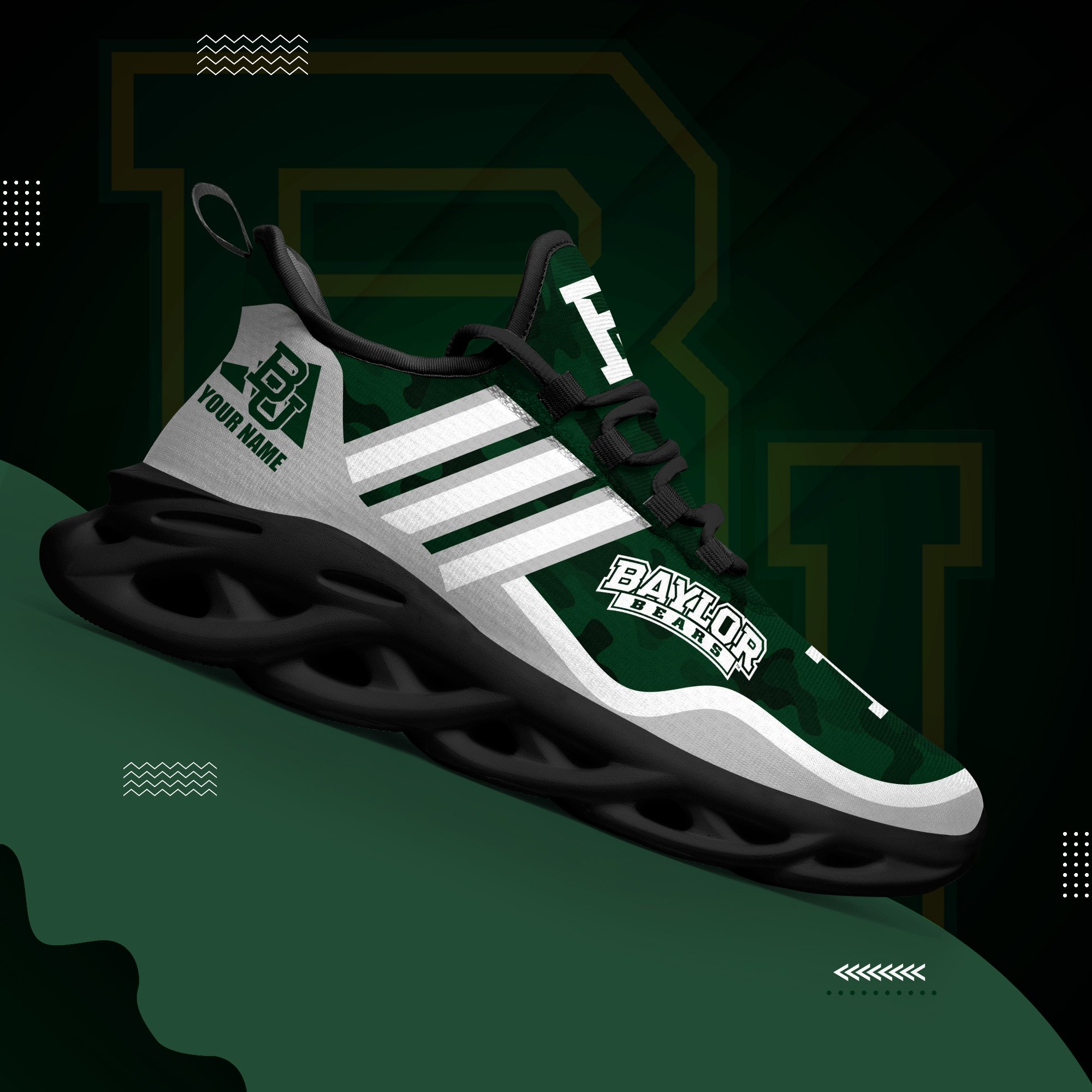 Baylor Bears Black Max Soul Shoes 2026 Versions Custom Name 466