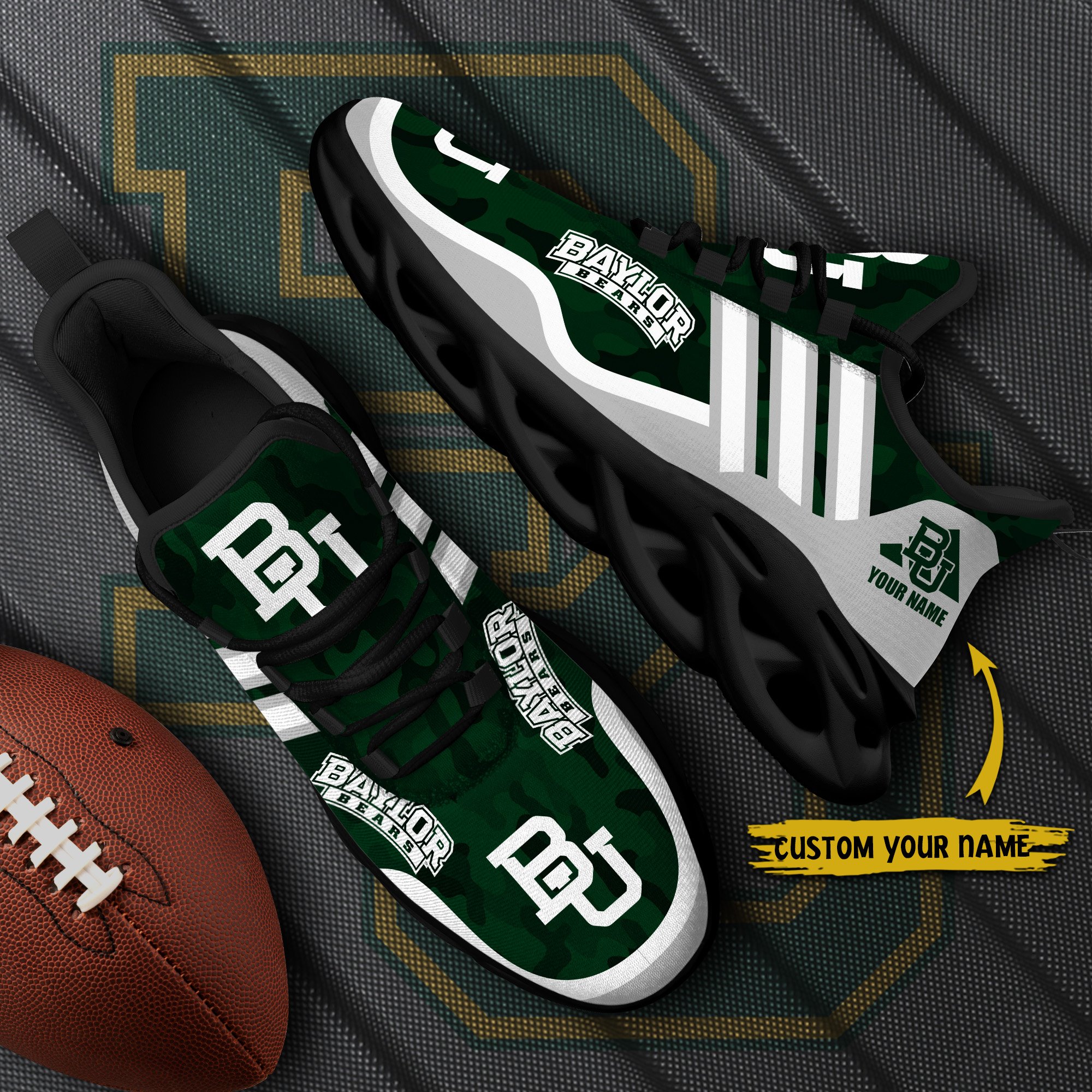Baylor Bears Black Max Soul Shoes 2026 Versions Custom Name 466