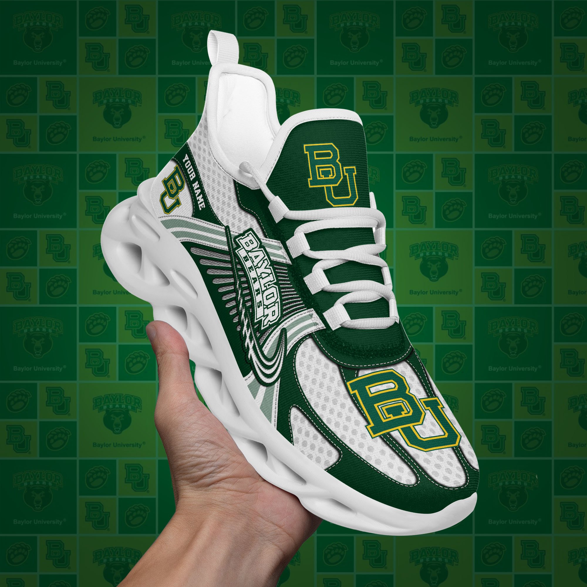 Baylor Bears Clunky Sneakers Custom Your Name, Sport Sneakers, Sport Gifts For Fan, Gifts For Him