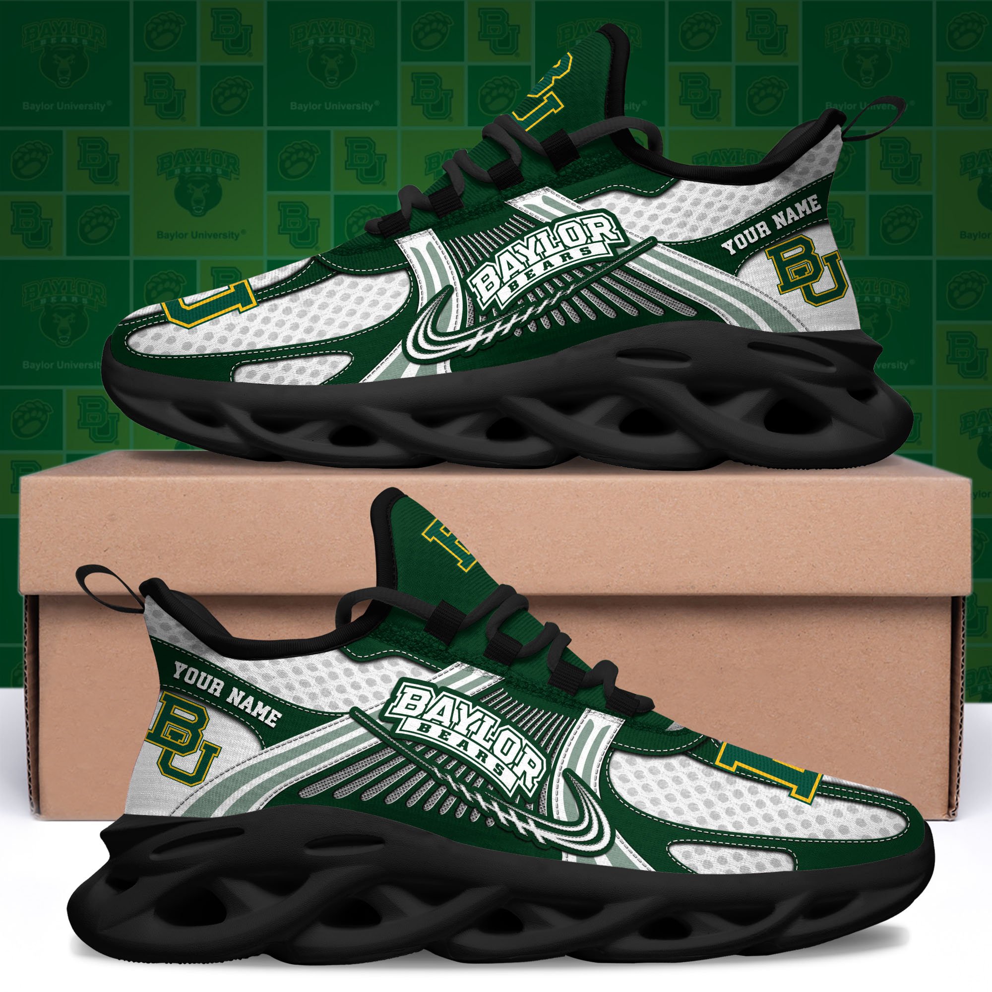 Baylor Bears Clunky Sneakers Custom Your Name, Sport Sneakers, Sport Gifts For Fan, Gifts For Him