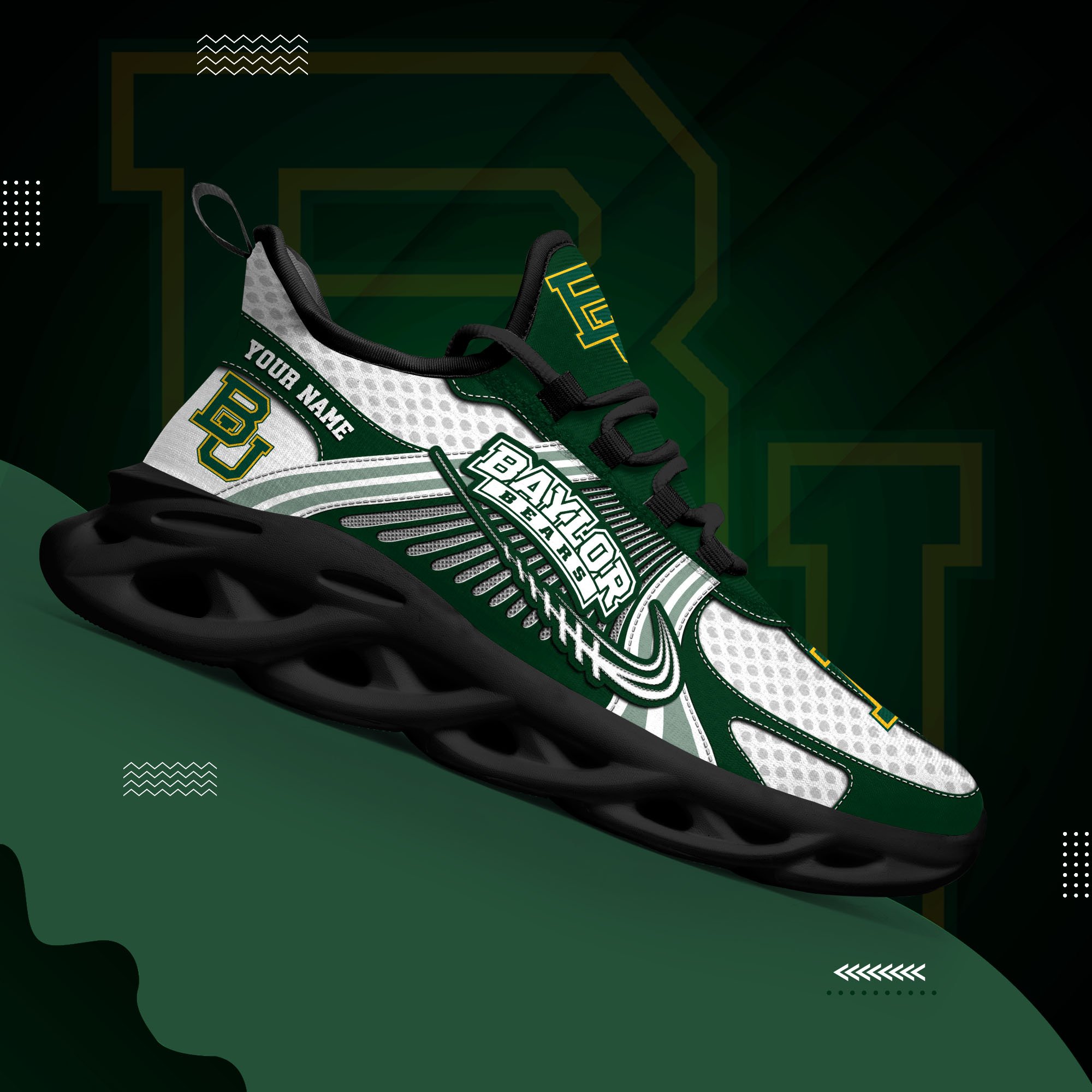 Baylor Bears Clunky Sneakers Custom Your Name, Sport Sneakers, Sport Gifts For Fan, Gifts For Him