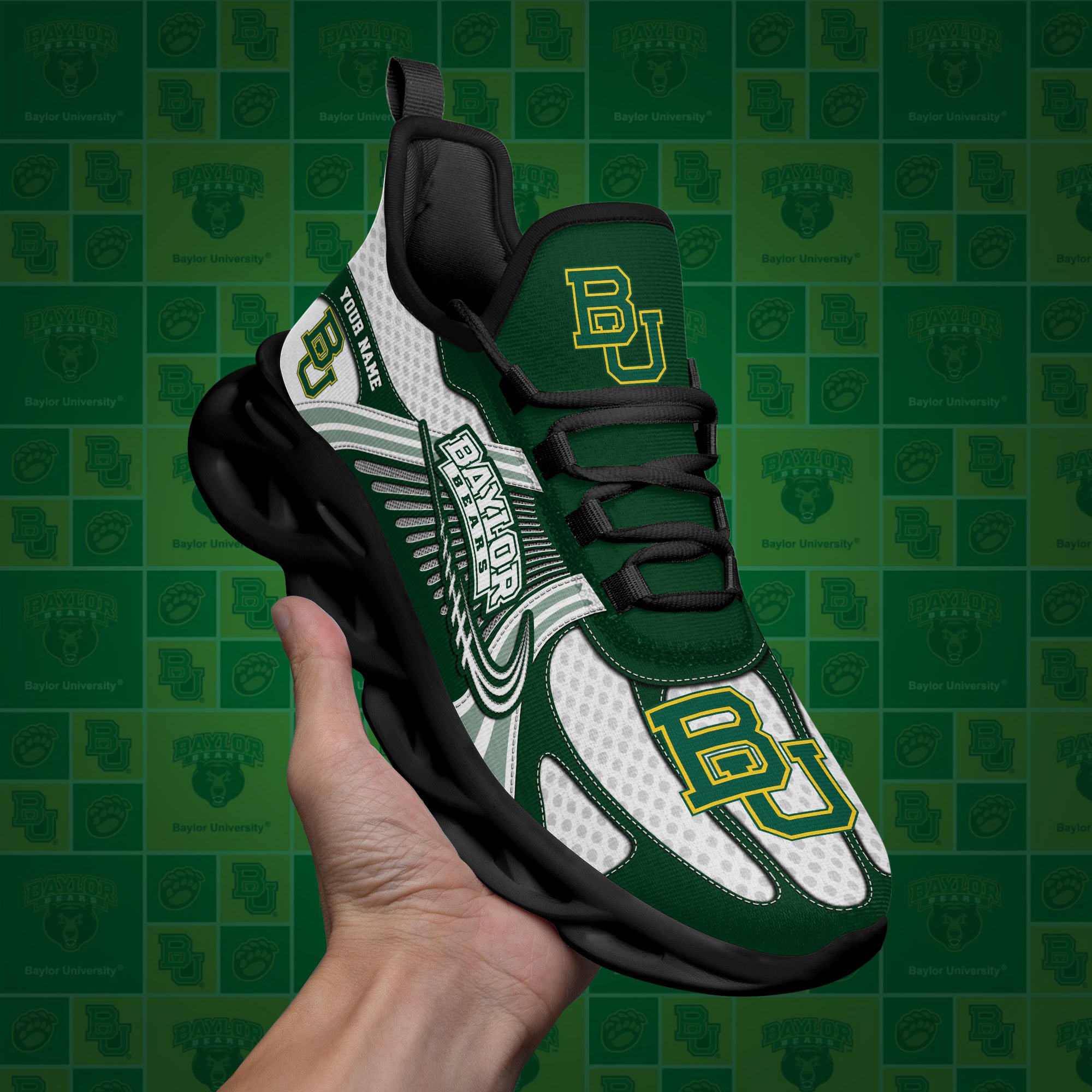 Baylor Bears Clunky Sneakers Custom Your Name, Sport Sneakers, Sport Gifts For Fan, Gifts For Him