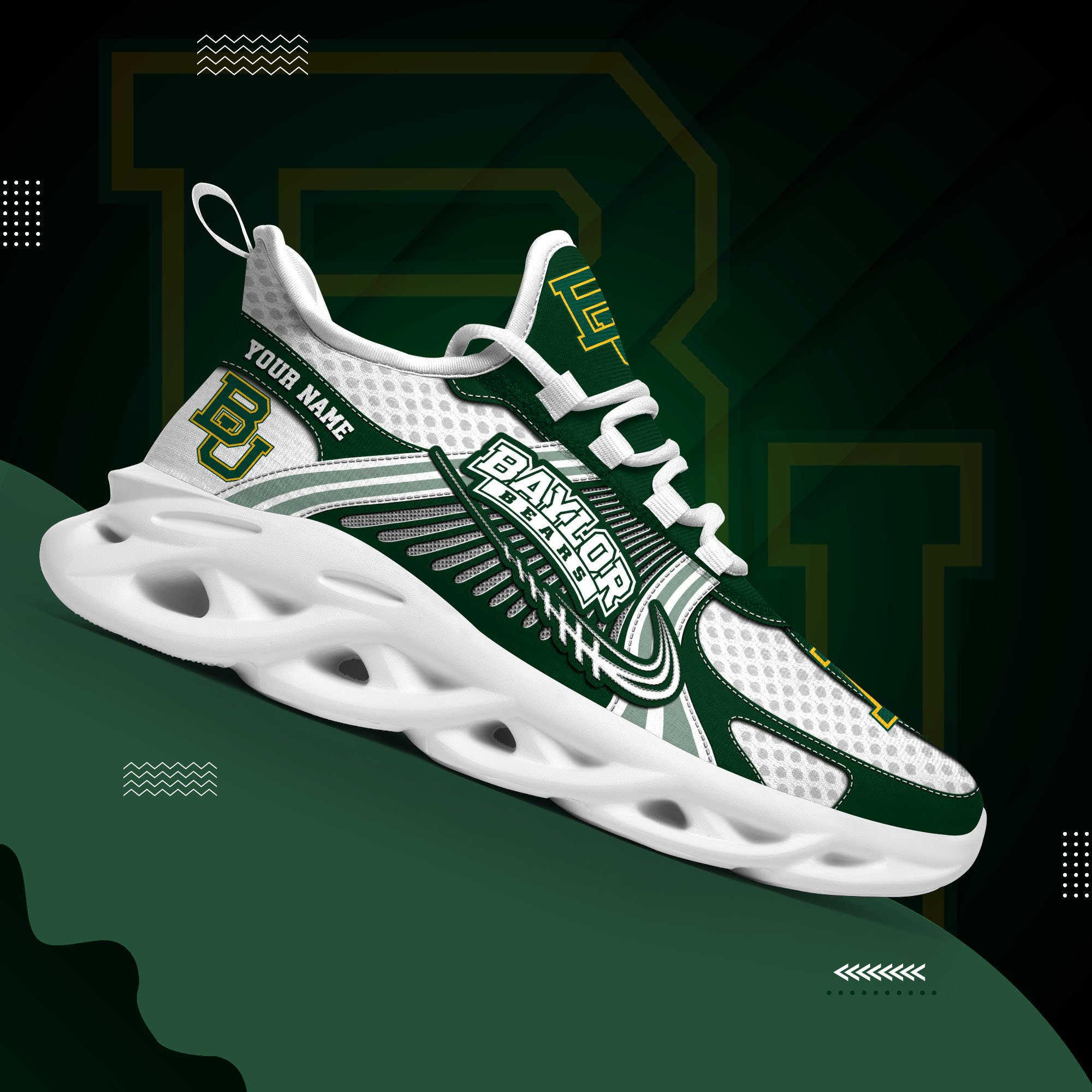 Baylor Bears Clunky Sneakers Custom Your Name, Sport Sneakers, Sport Gifts For Fan, Gifts For Him