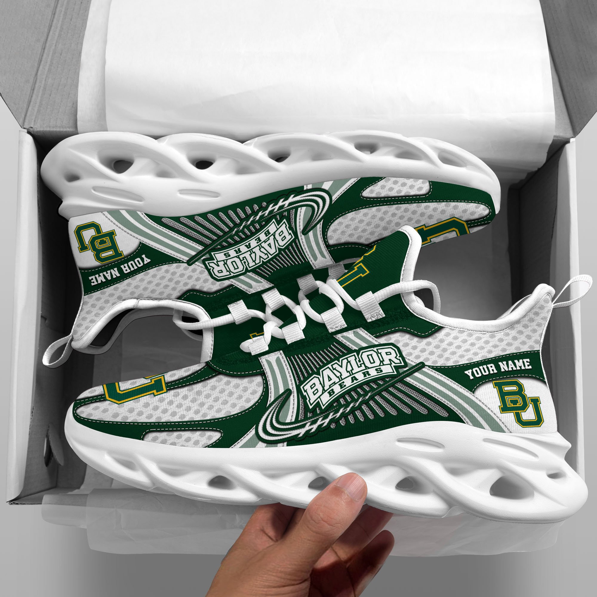 Baylor Bears Clunky Sneakers Custom Your Name, Sport Sneakers, Sport Gifts For Fan, Gifts For Him