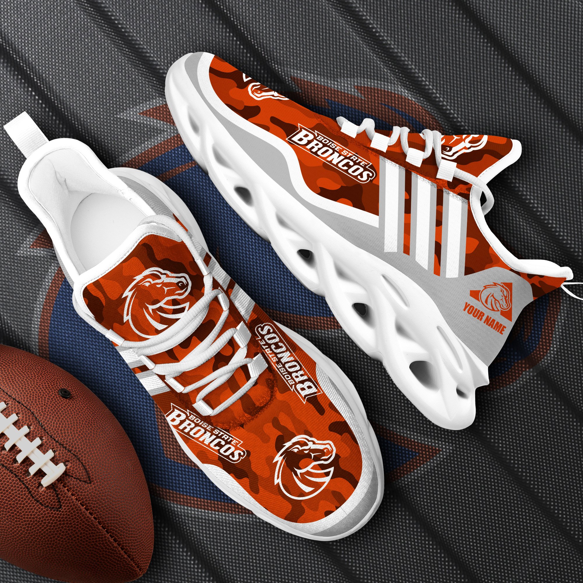 Boise State Broncos Black Max Soul Shoes 2026 Versions Custom Name 466