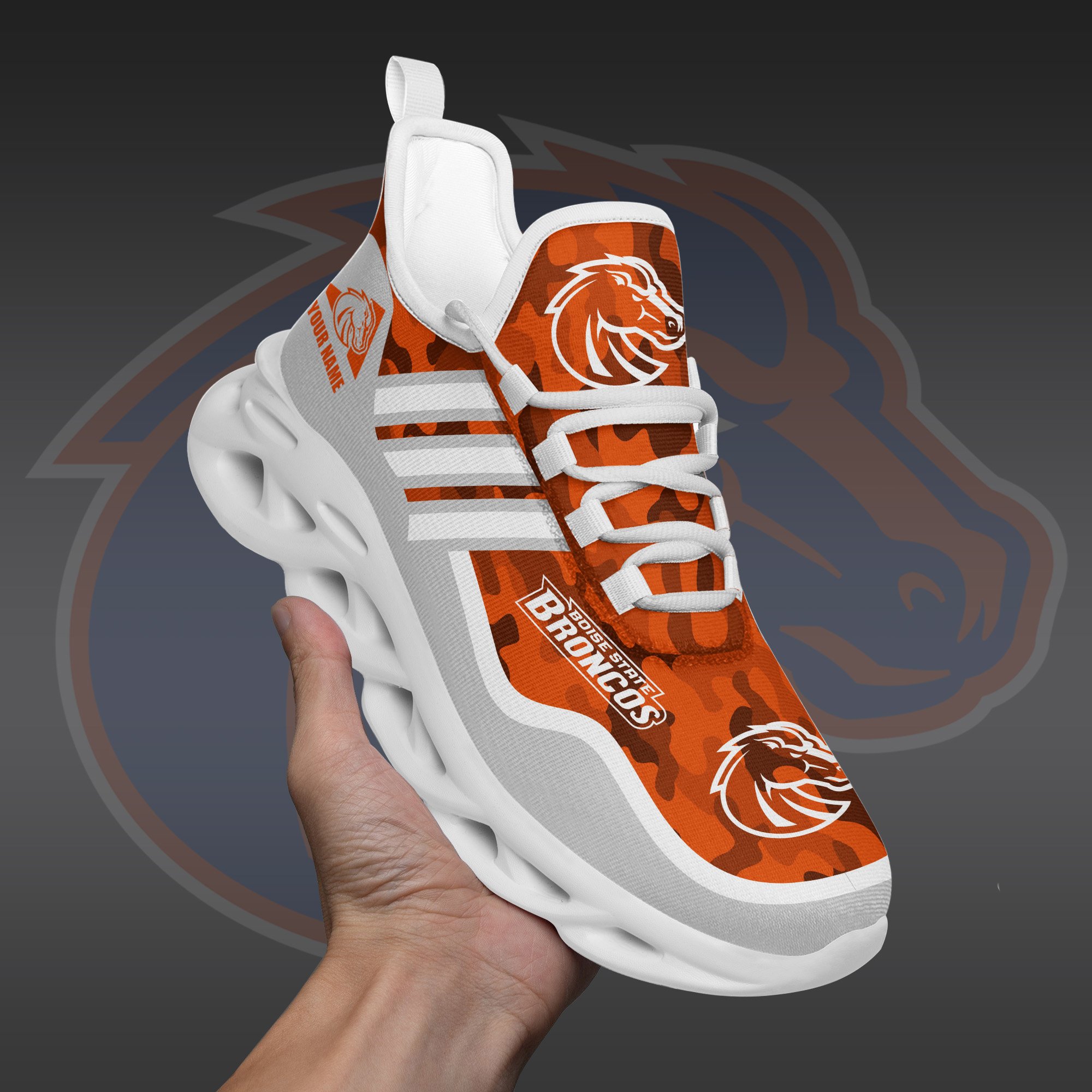 Boise State Broncos Black Max Soul Shoes 2026 Versions Custom Name 466