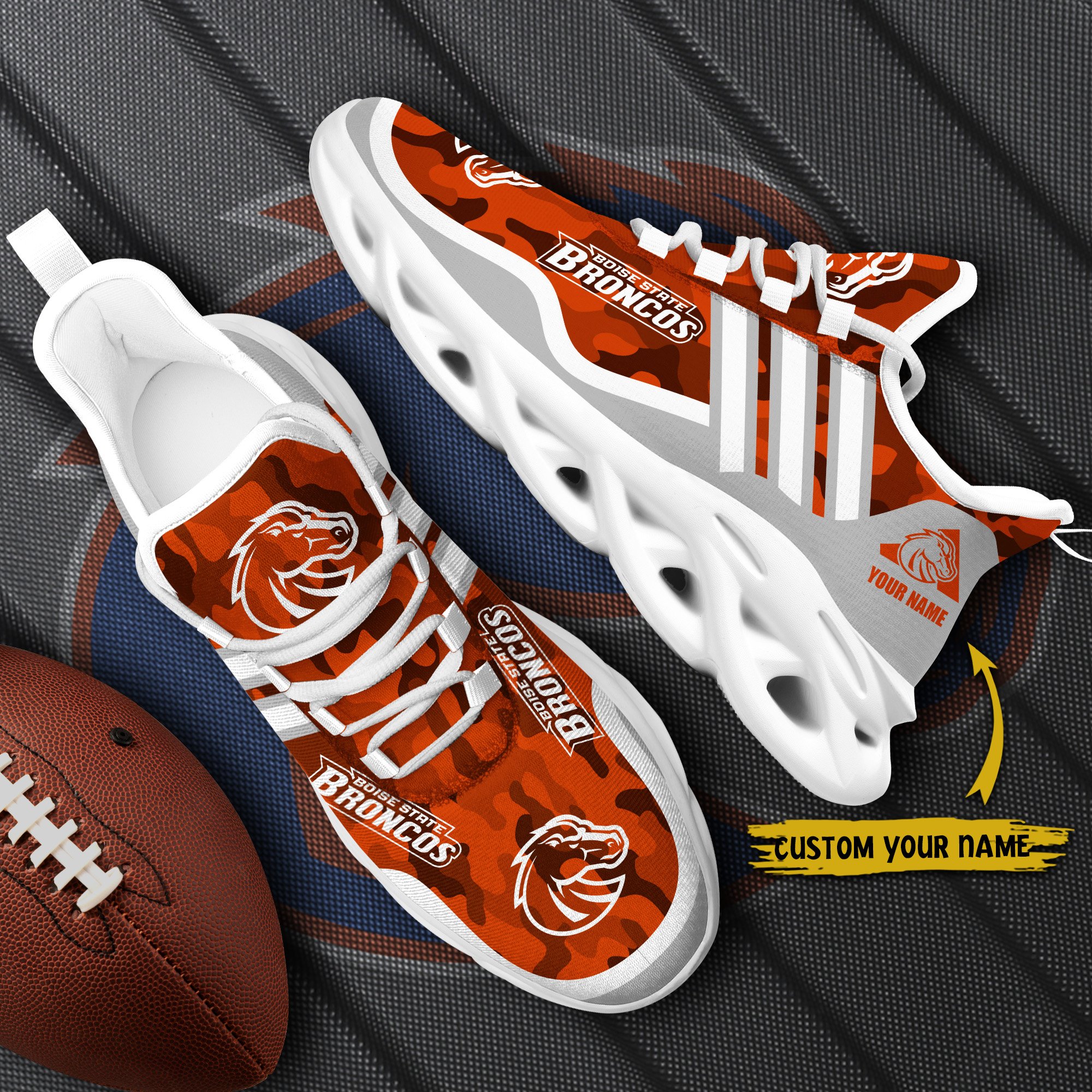 Boise State Broncos Black Max Soul Shoes 2026 Versions Custom Name 466