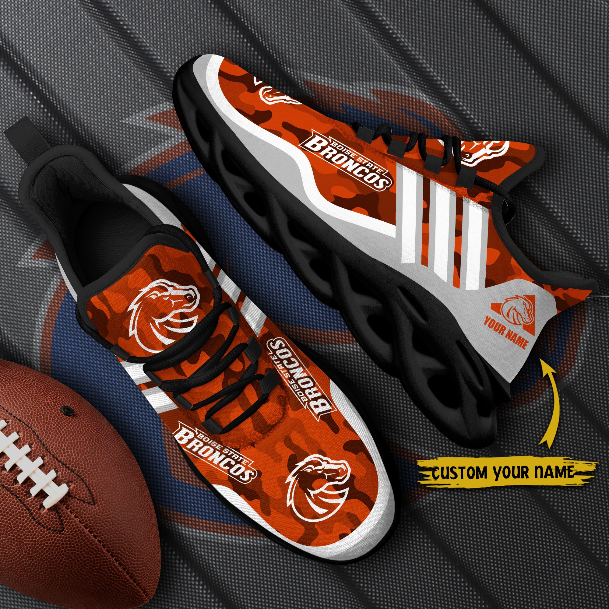 Boise State Broncos Black Max Soul Shoes 2026 Versions Custom Name 466