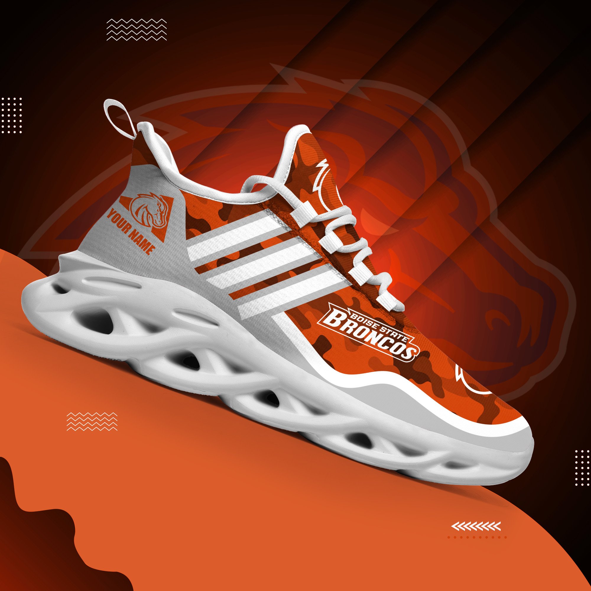 Boise State Broncos Black Max Soul Shoes 2026 Versions Custom Name 466