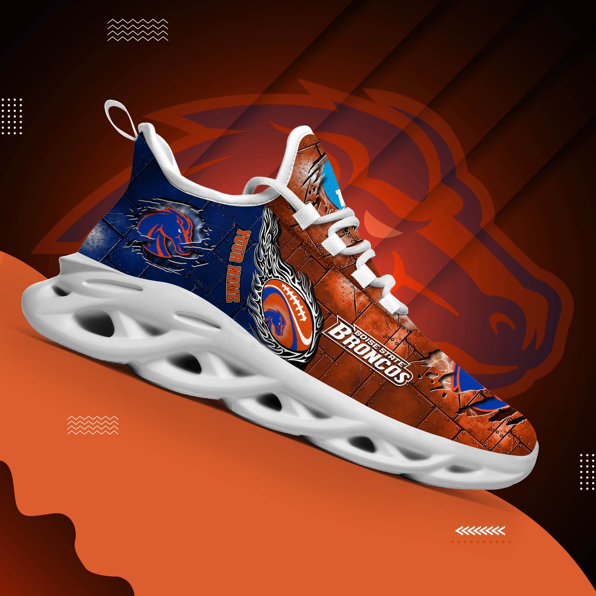 Boise State Broncos Black Max Soul Shoes 2026 Versions, White Max Soul Shoes Custom Your Name PH879