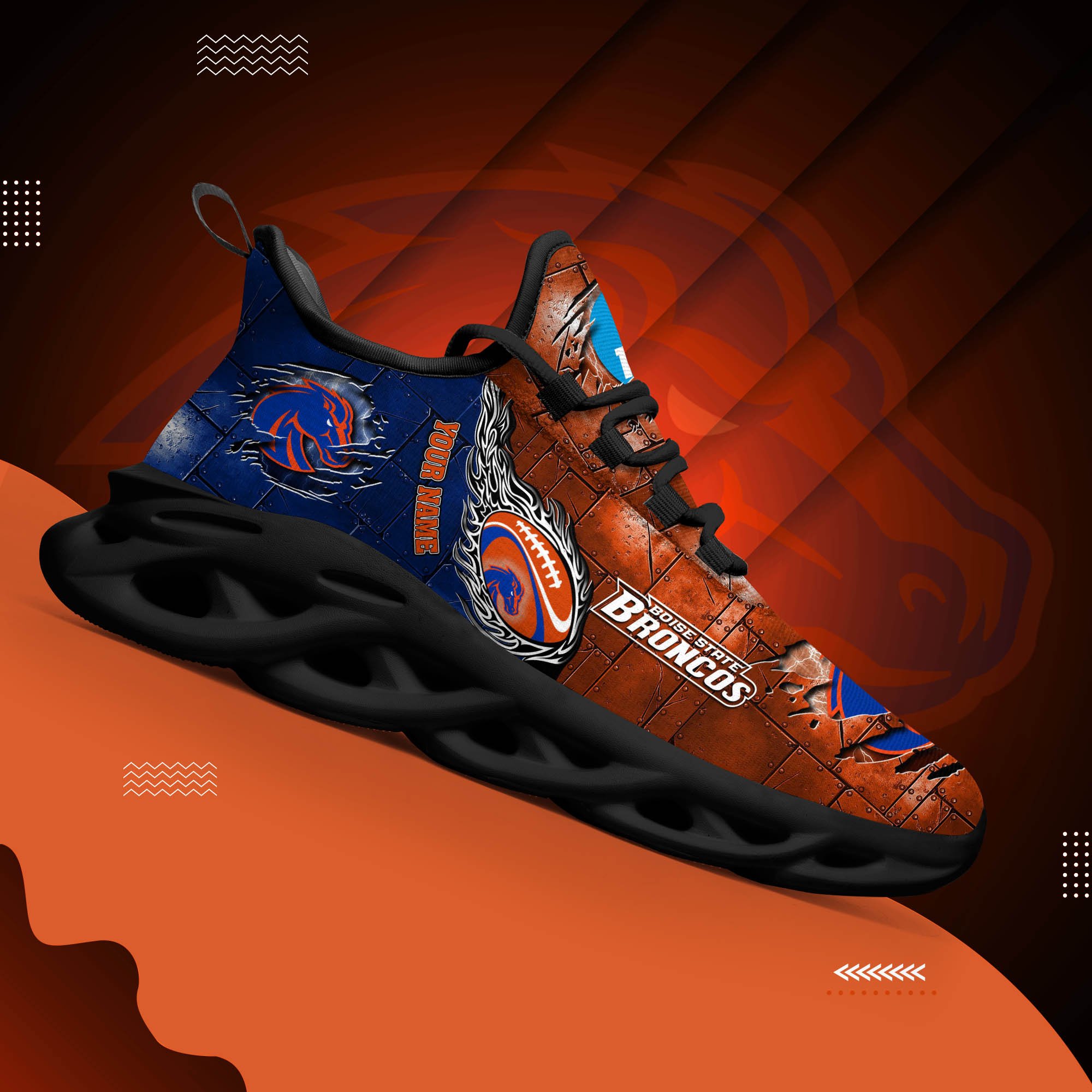 Boise State Broncos Black Max Soul Shoes 2026 Versions, White Max Soul Shoes Custom Your Name PH879