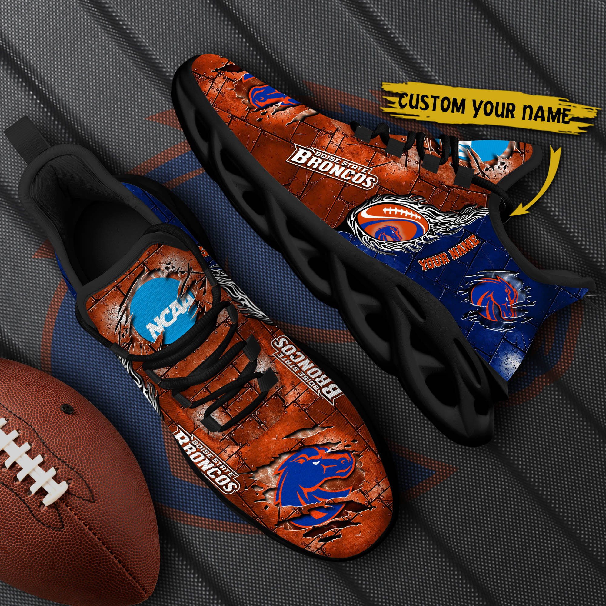 Boise State Broncos Black Max Soul Shoes 2026 Versions, White Max Soul Shoes Custom Your Name PH879