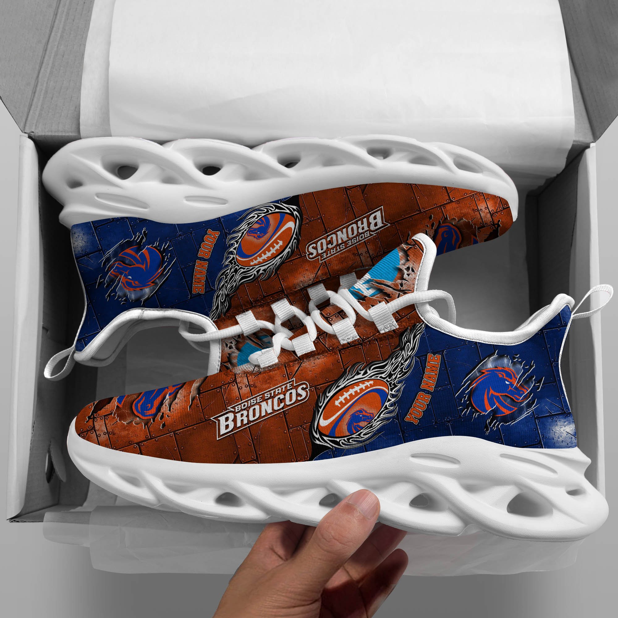 Boise State Broncos Black Max Soul Shoes 2026 Versions, White Max Soul Shoes Custom Your Name PH879