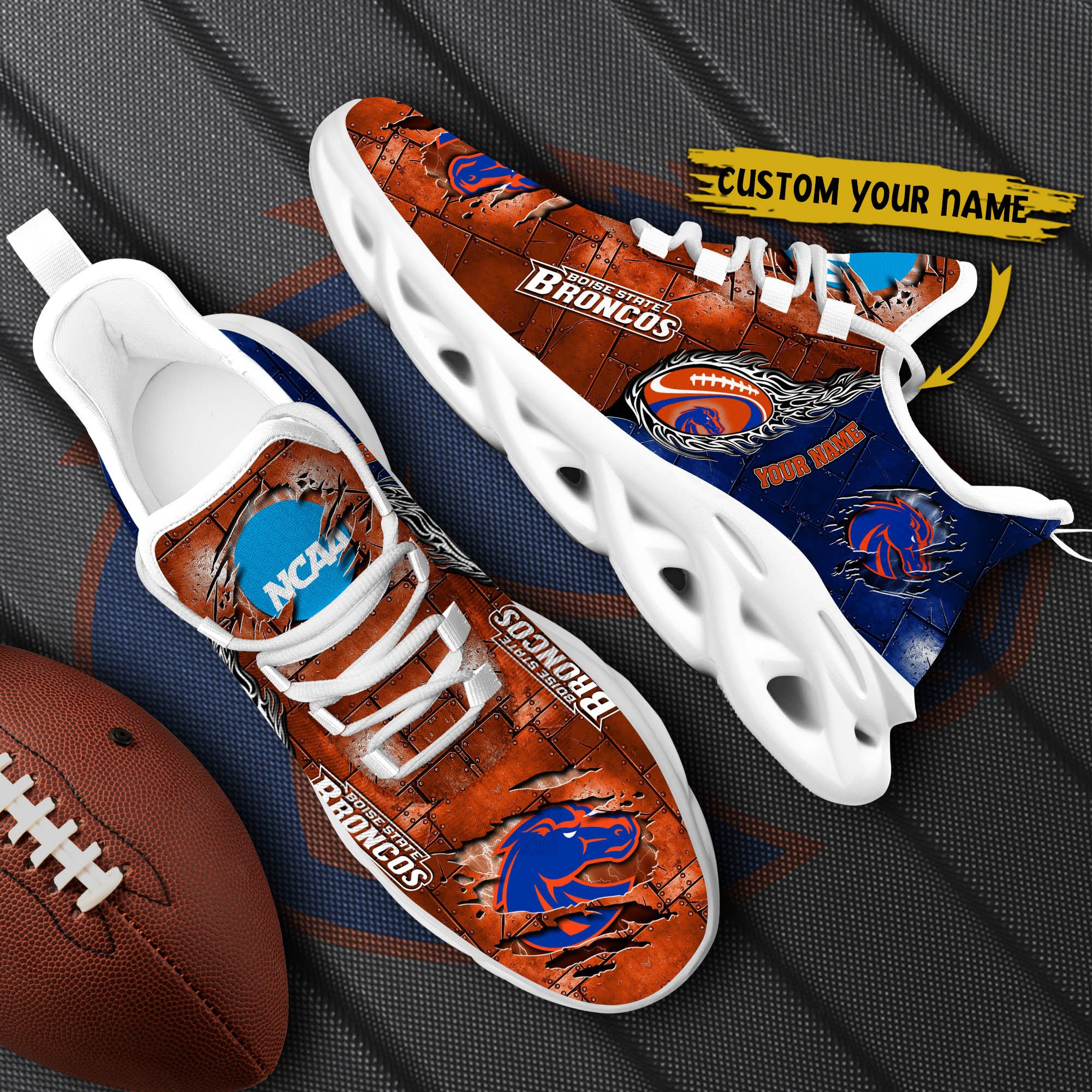 Boise State Broncos Black Max Soul Shoes 2026 Versions, White Max Soul Shoes Custom Your Name PH879