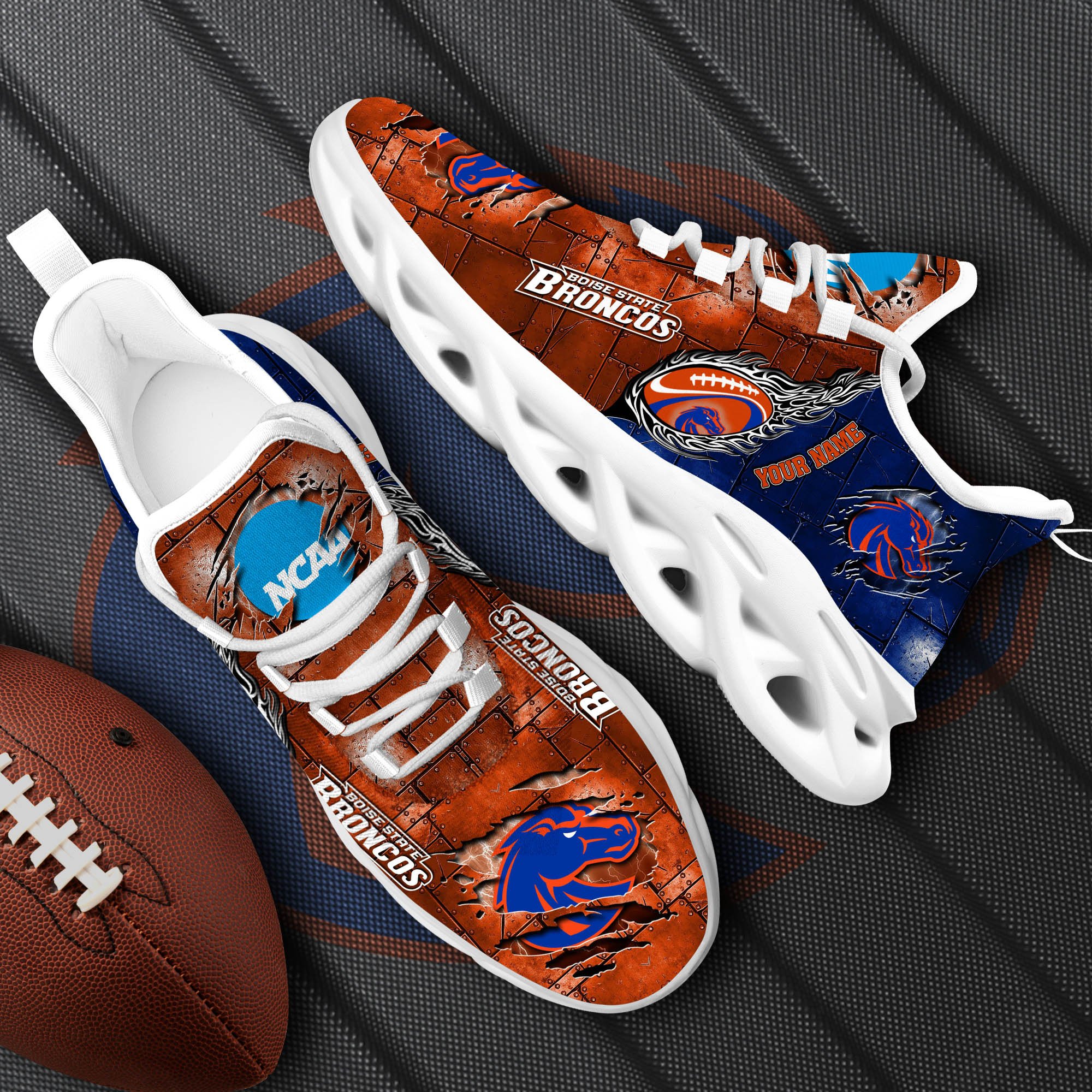 Boise State Broncos Black Max Soul Shoes 2026 Versions, White Max Soul Shoes Custom Your Name PH879
