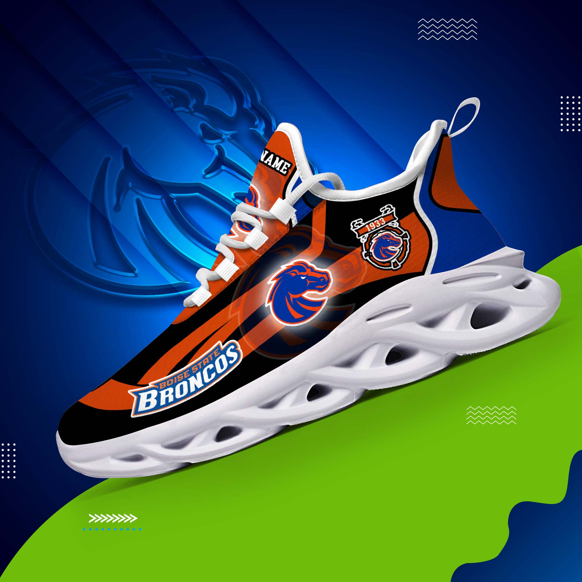 Boise State Broncos White C Sneakers 2026 Version Personalized Your Name 090