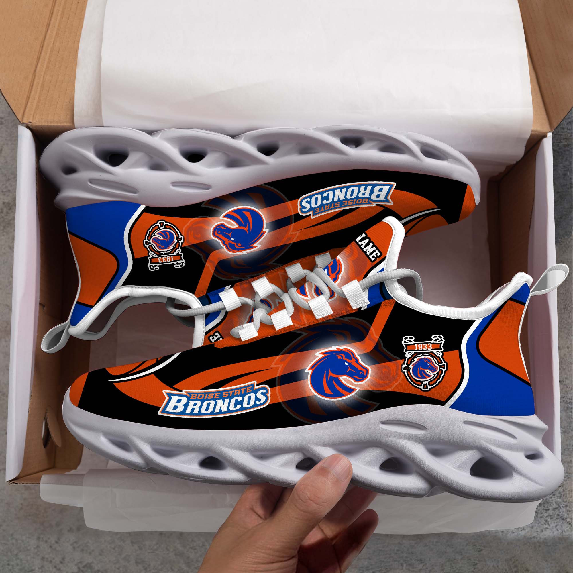 Boise State Broncos White C Sneakers 2026 Version Personalized Your Name 090