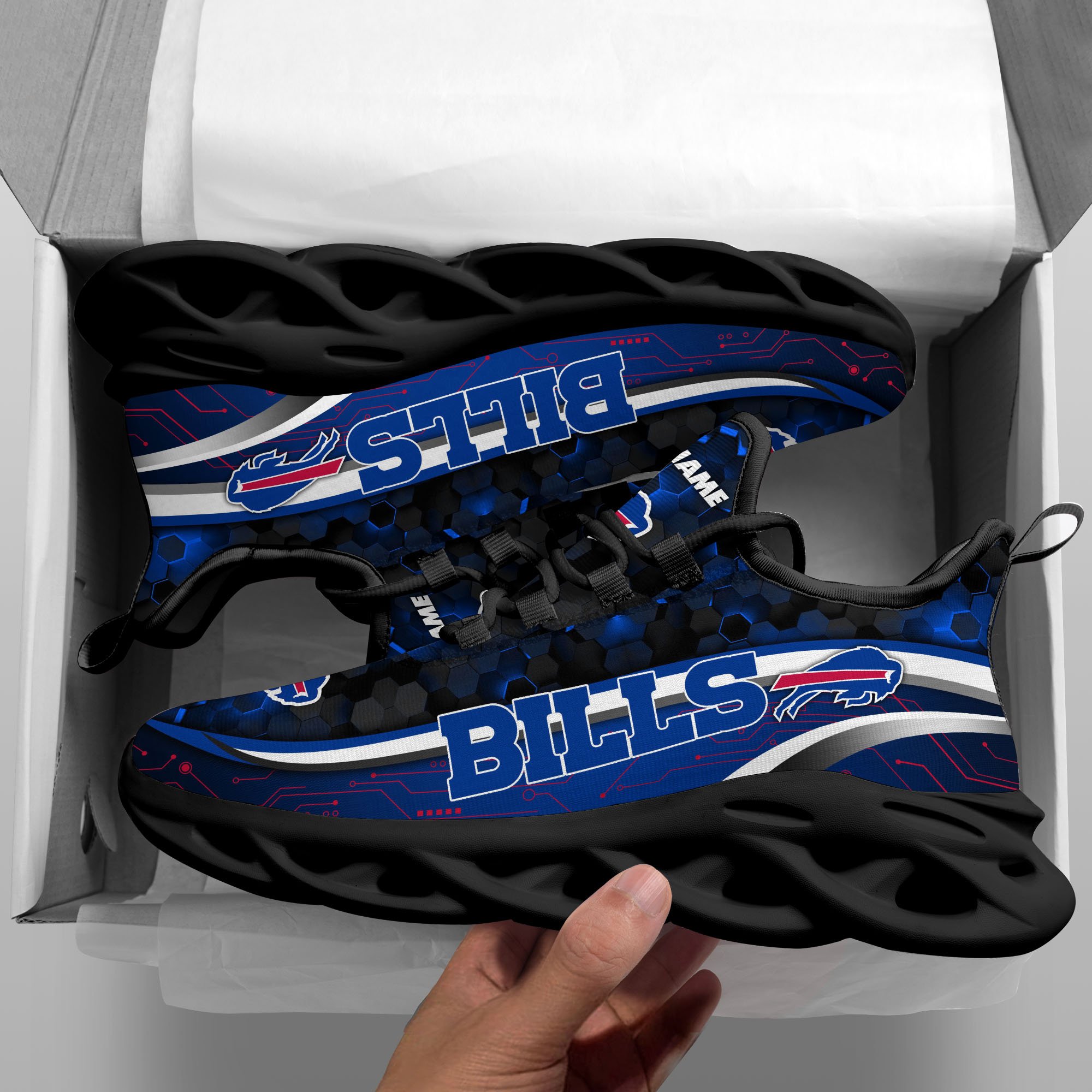 Buffalo Bills Black Clunky Sneakers Custom Name, Max Soul Shoes, Sport Gifts