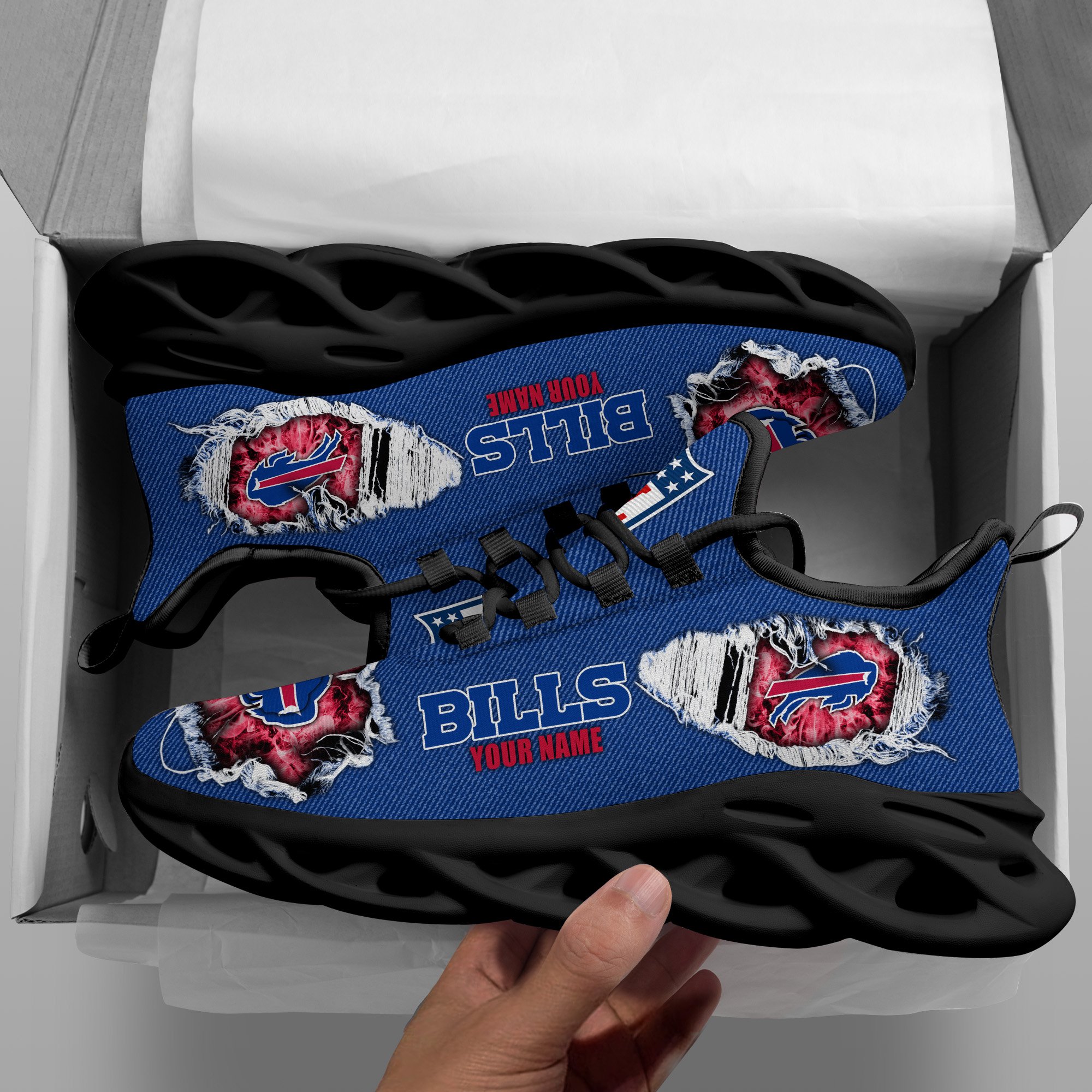 Buffalo Bills Black Max Soul Shoes 2026 Versions Custom Name 554