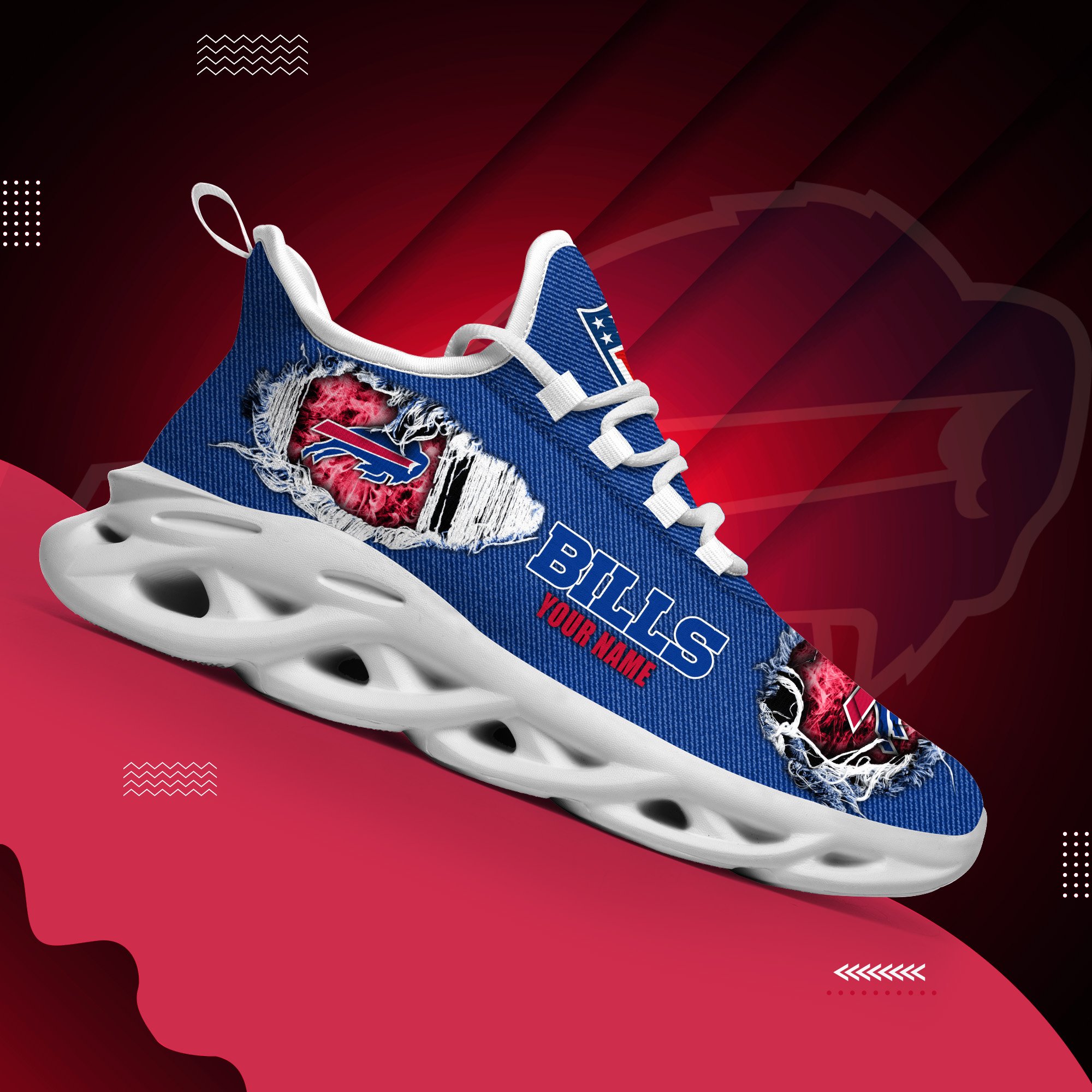 Buffalo Bills Black Max Soul Shoes 2026 Versions Custom Name 554