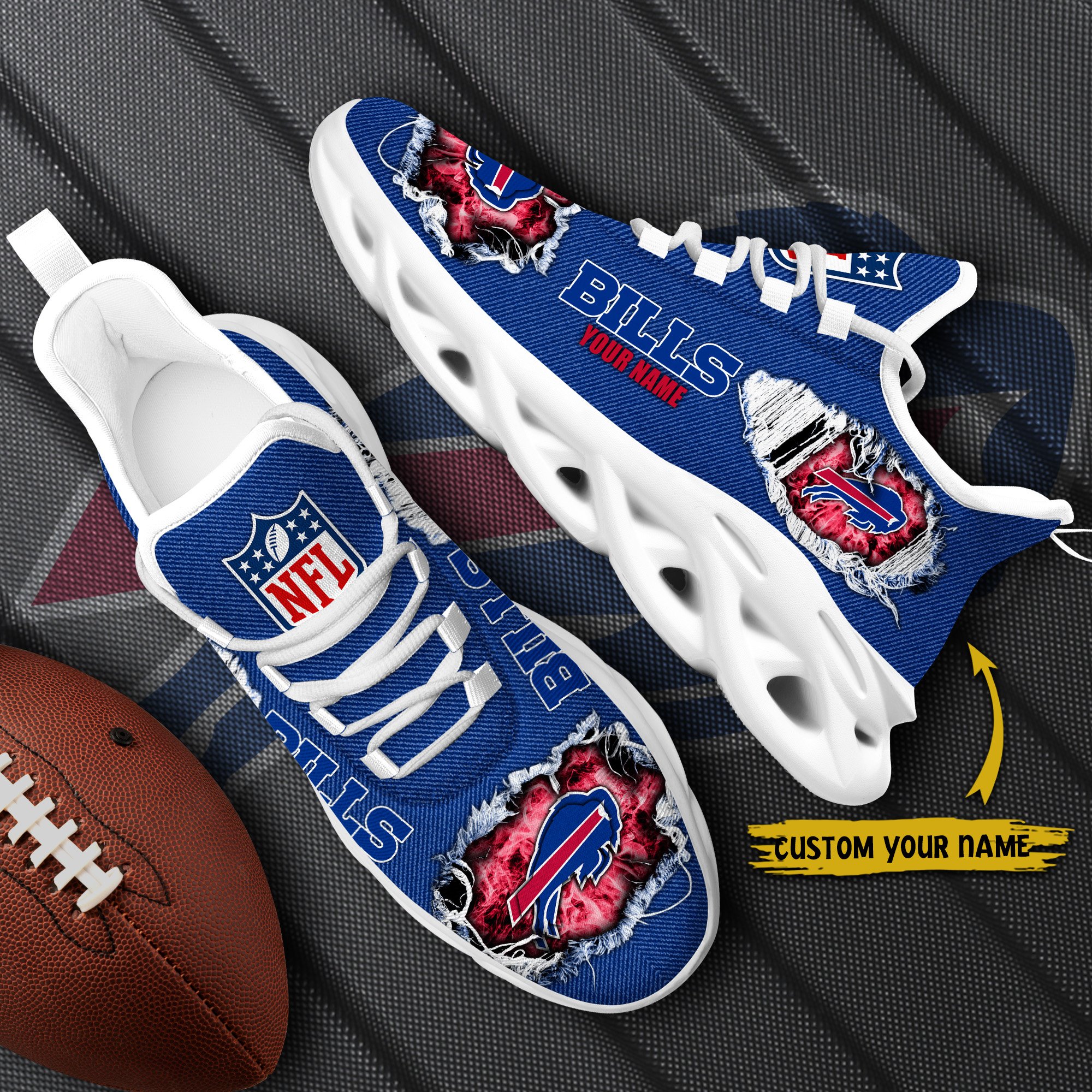 Buffalo Bills Black Max Soul Shoes 2026 Versions Custom Name 554