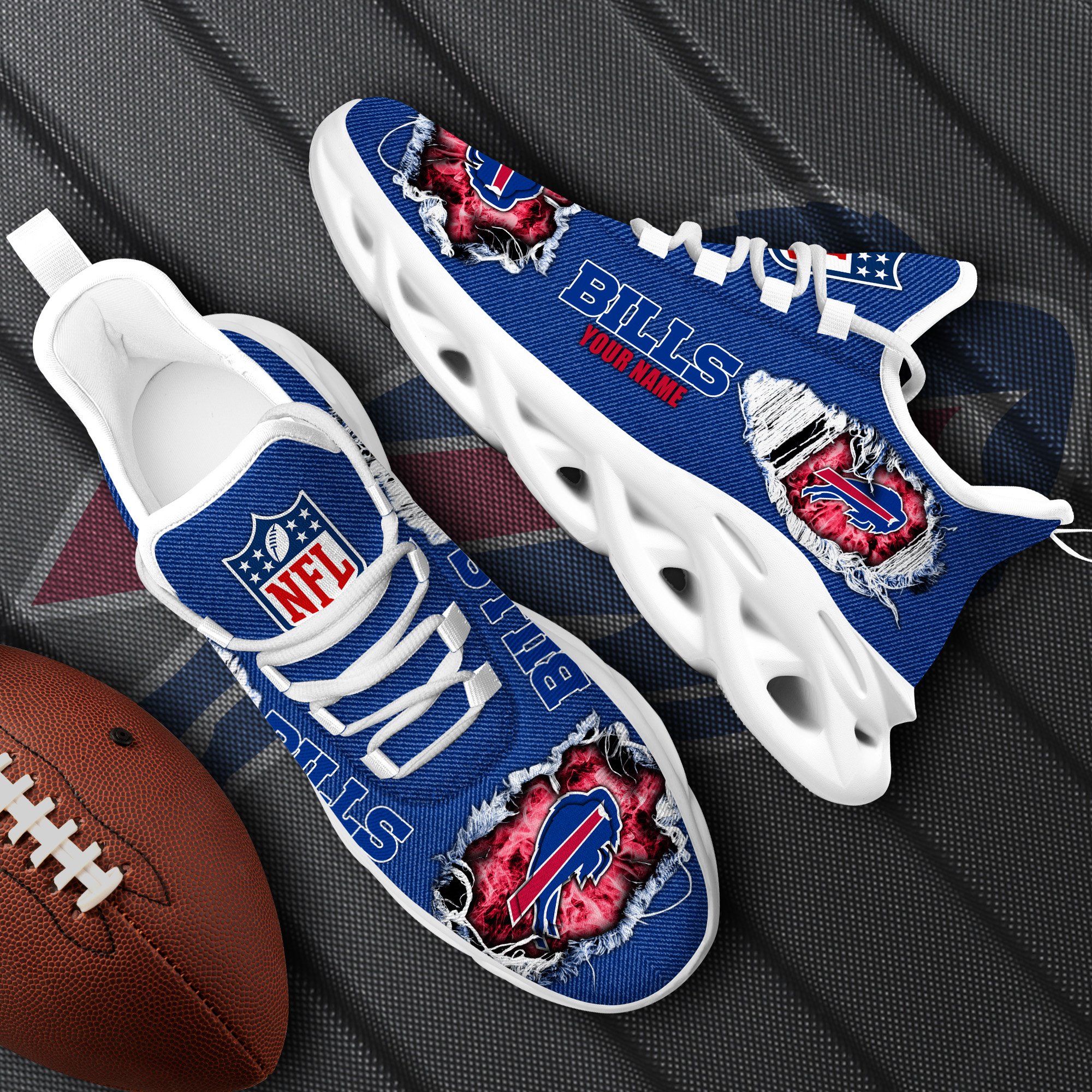 Buffalo Bills Black Max Soul Shoes 2026 Versions Custom Name 554