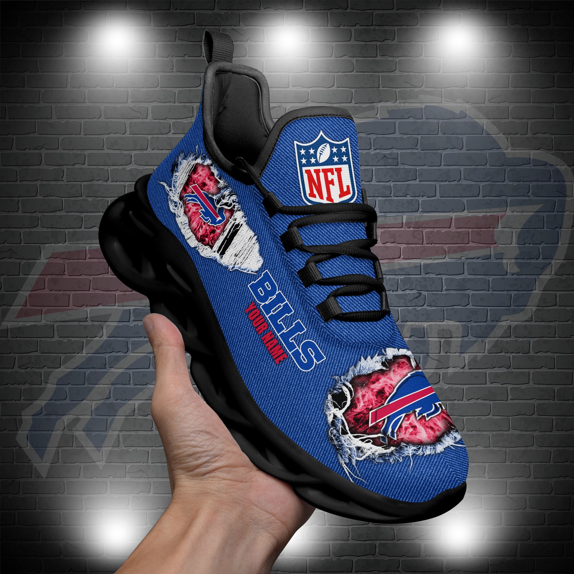 Buffalo Bills Black Max Soul Shoes 2026 Versions Custom Name 554