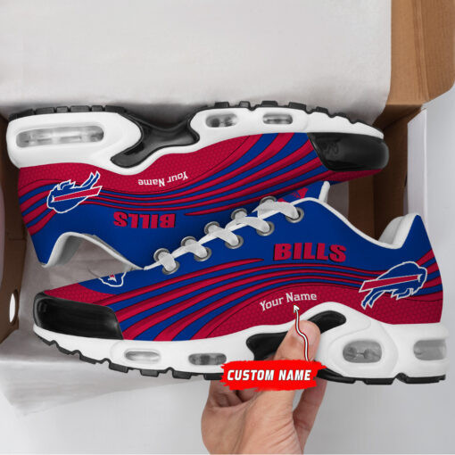 Buffalo Bills Personalized Name Team Colors Wave Lines TN Shoes Air Cushion Sneakers