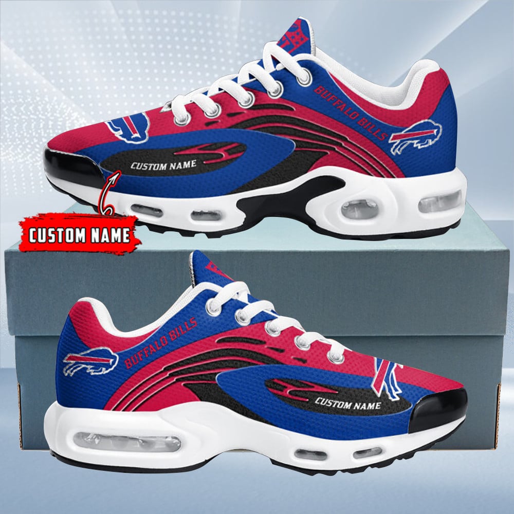 Buffalo Bills Personalized Name Team Logo Mix Colors Wave Line TN Air Max Shoes Air Cushion Sneakers