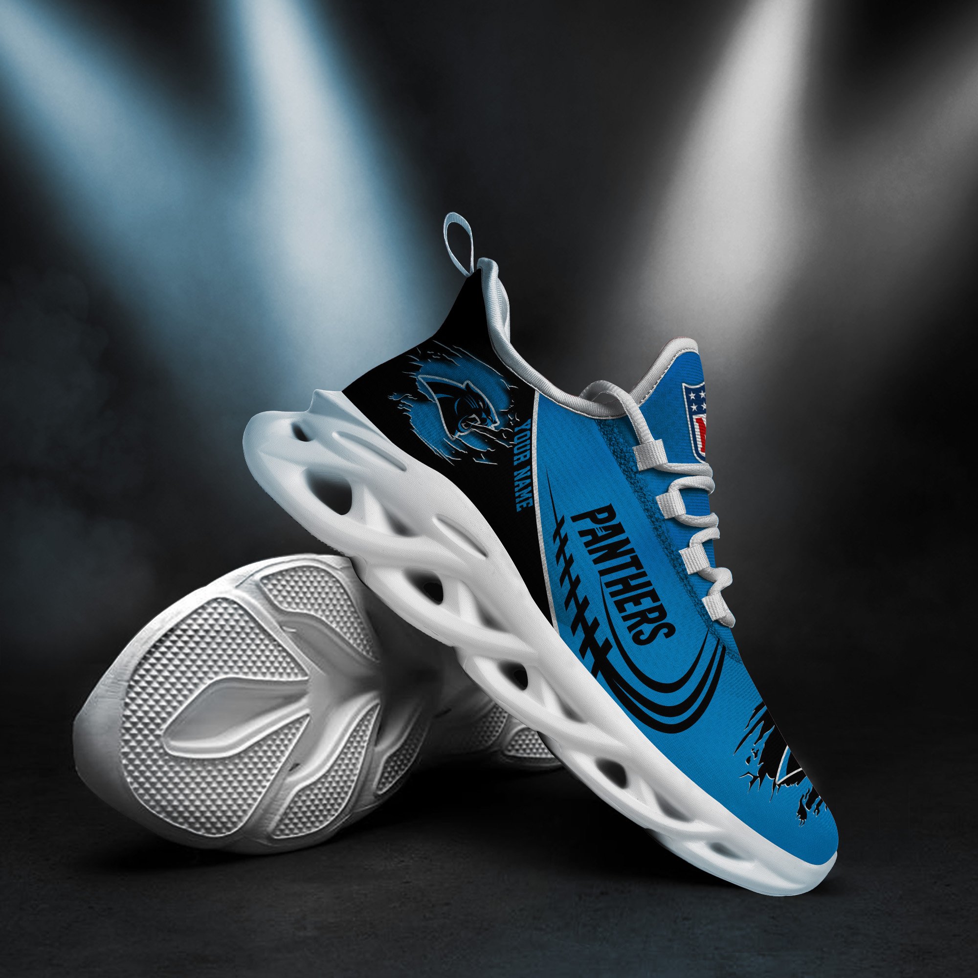 Carolina Panthers Black Max Soul Shoes 2026 Versions Custom Name 003