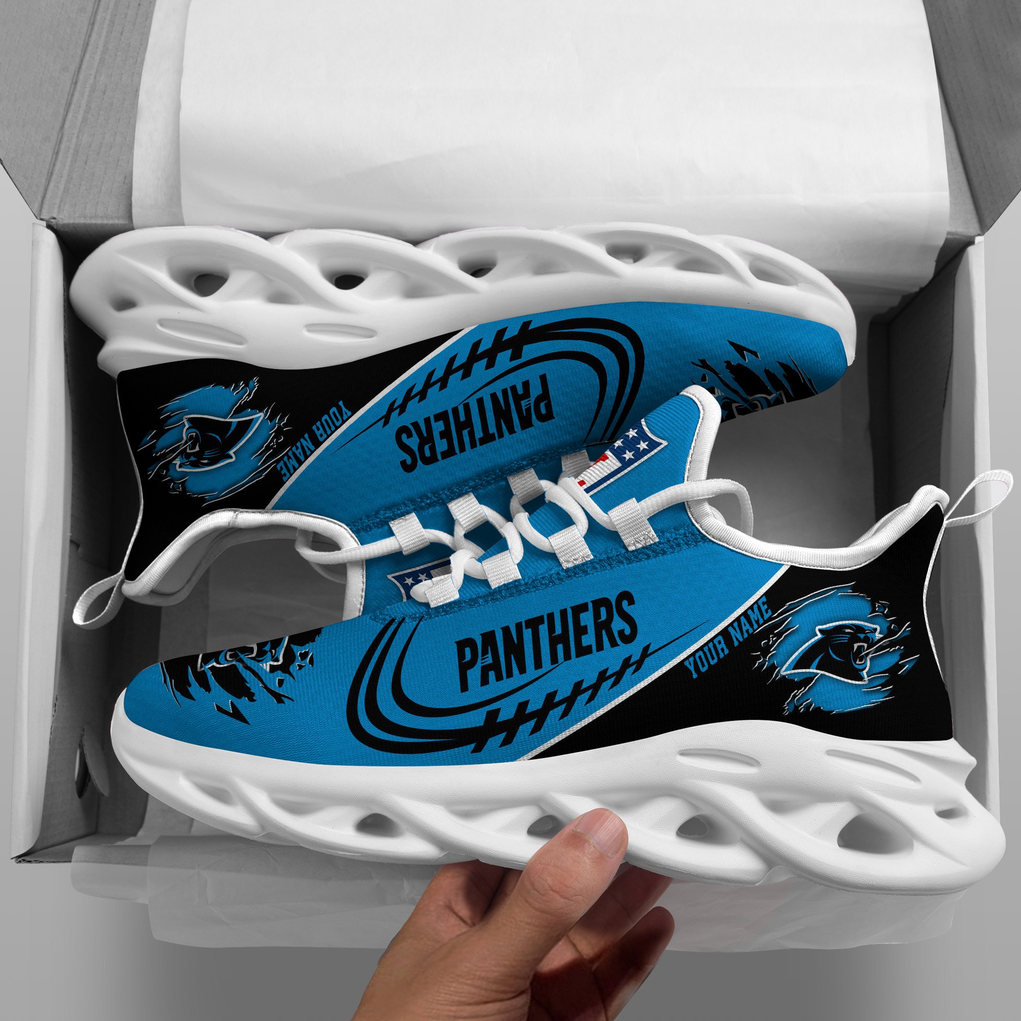 Carolina Panthers Black Max Soul Shoes 2026 Versions Custom Name 003