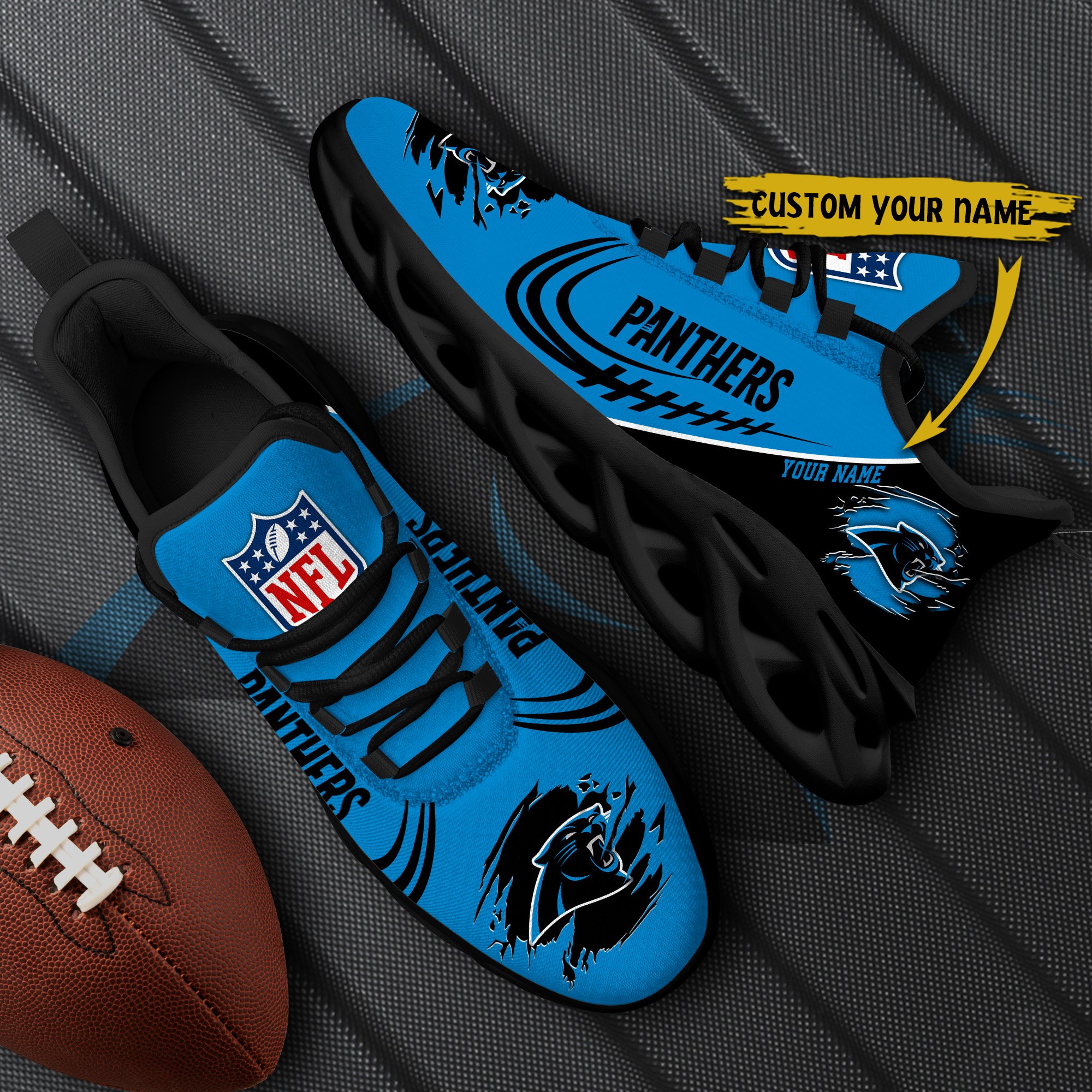 Carolina Panthers Black Max Soul Shoes 2026 Versions Custom Name 003