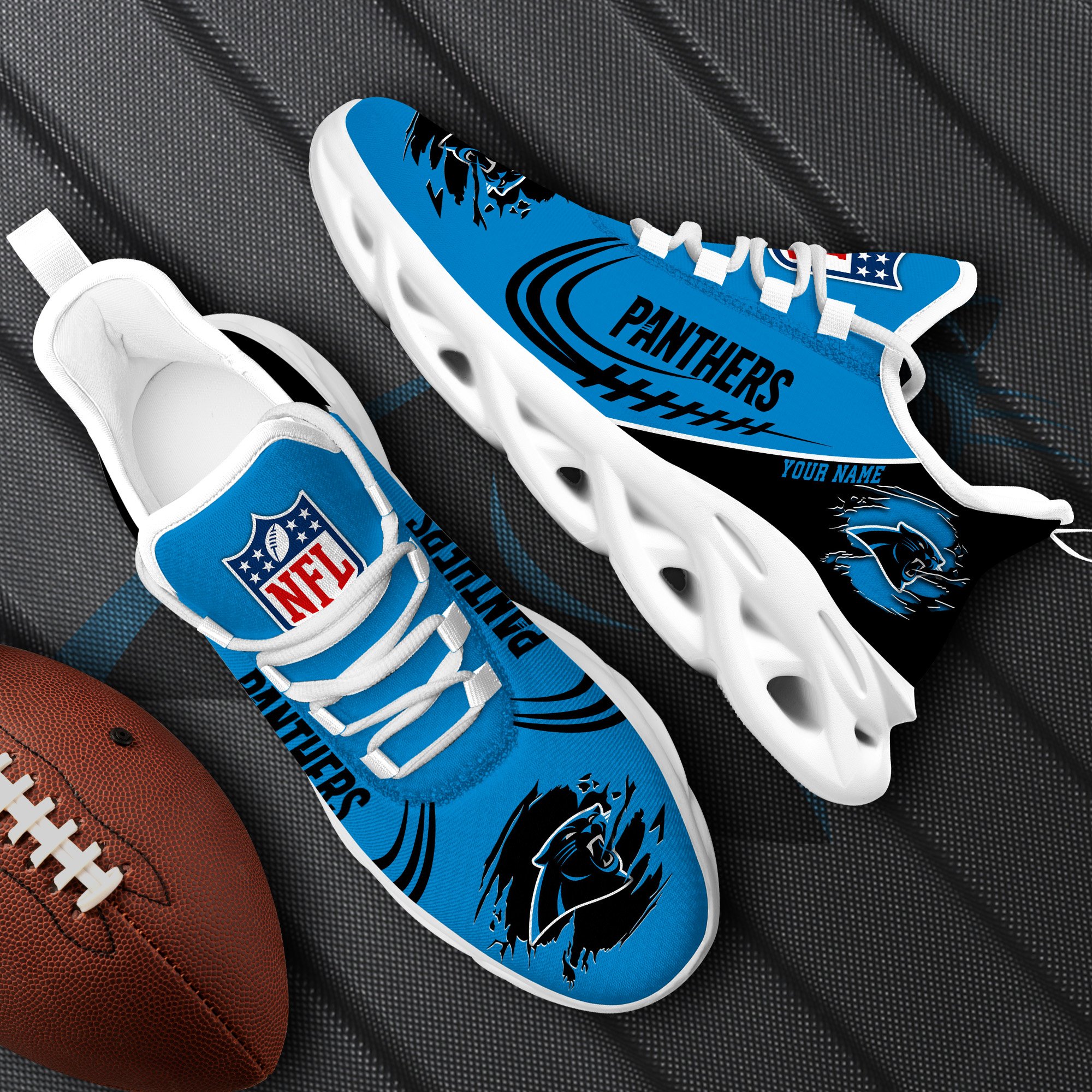 Carolina Panthers Black Max Soul Shoes 2026 Versions Custom Name 003