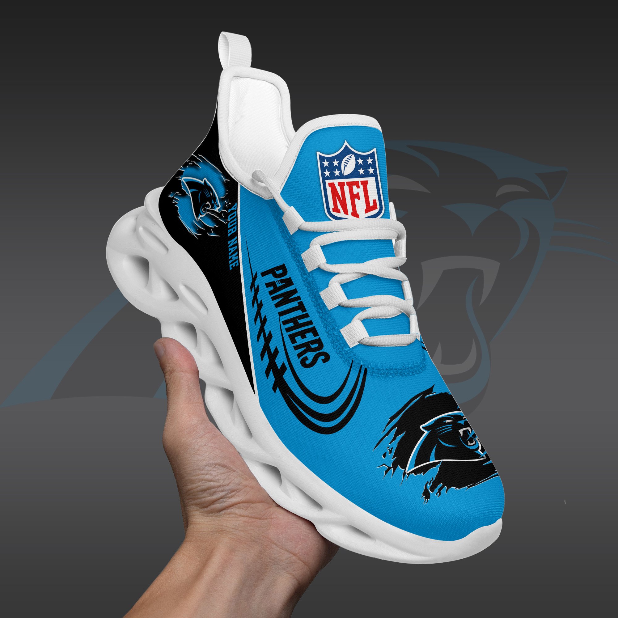 Carolina Panthers Black Max Soul Shoes 2026 Versions Custom Name 003