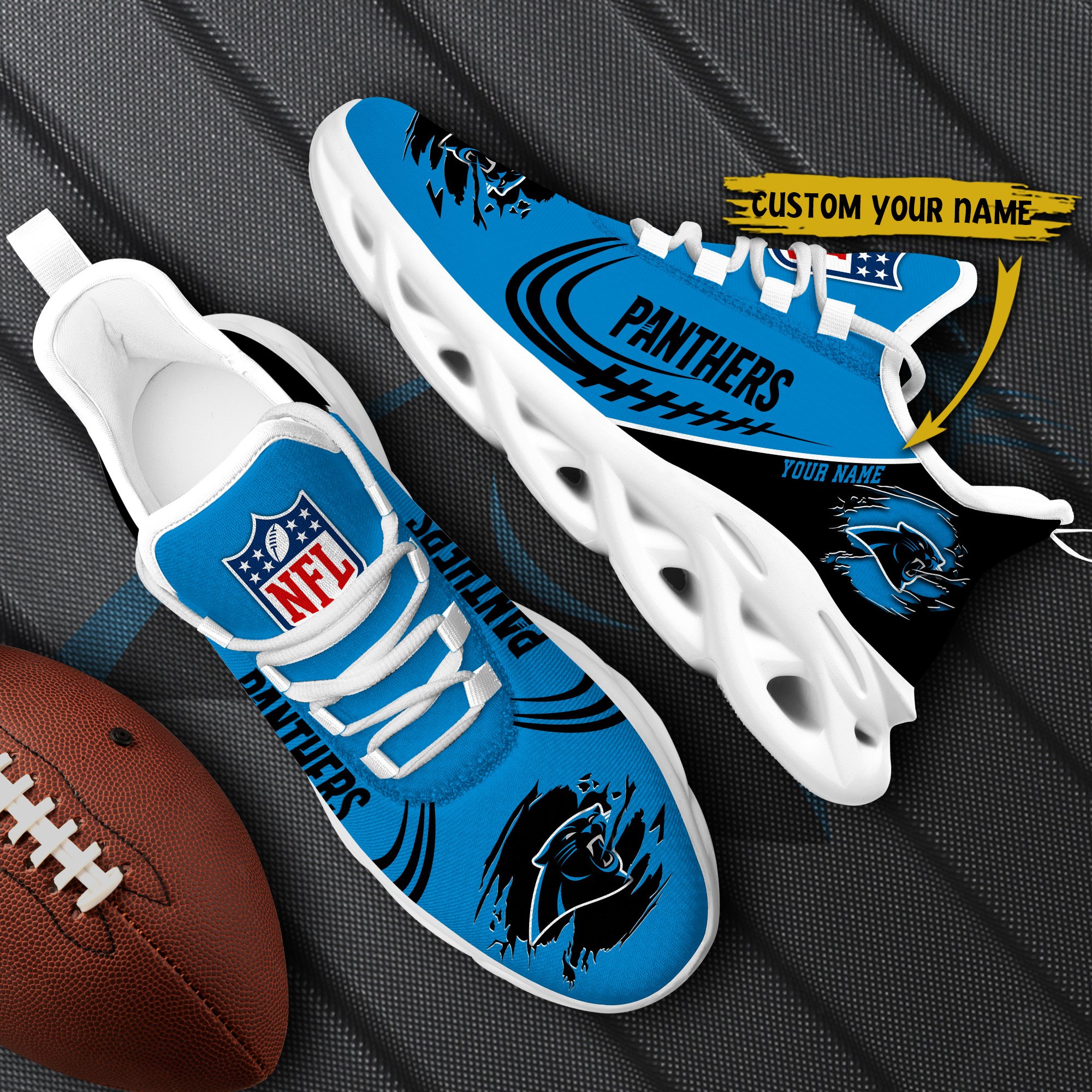 Carolina Panthers Black Max Soul Shoes 2026 Versions Custom Name 003