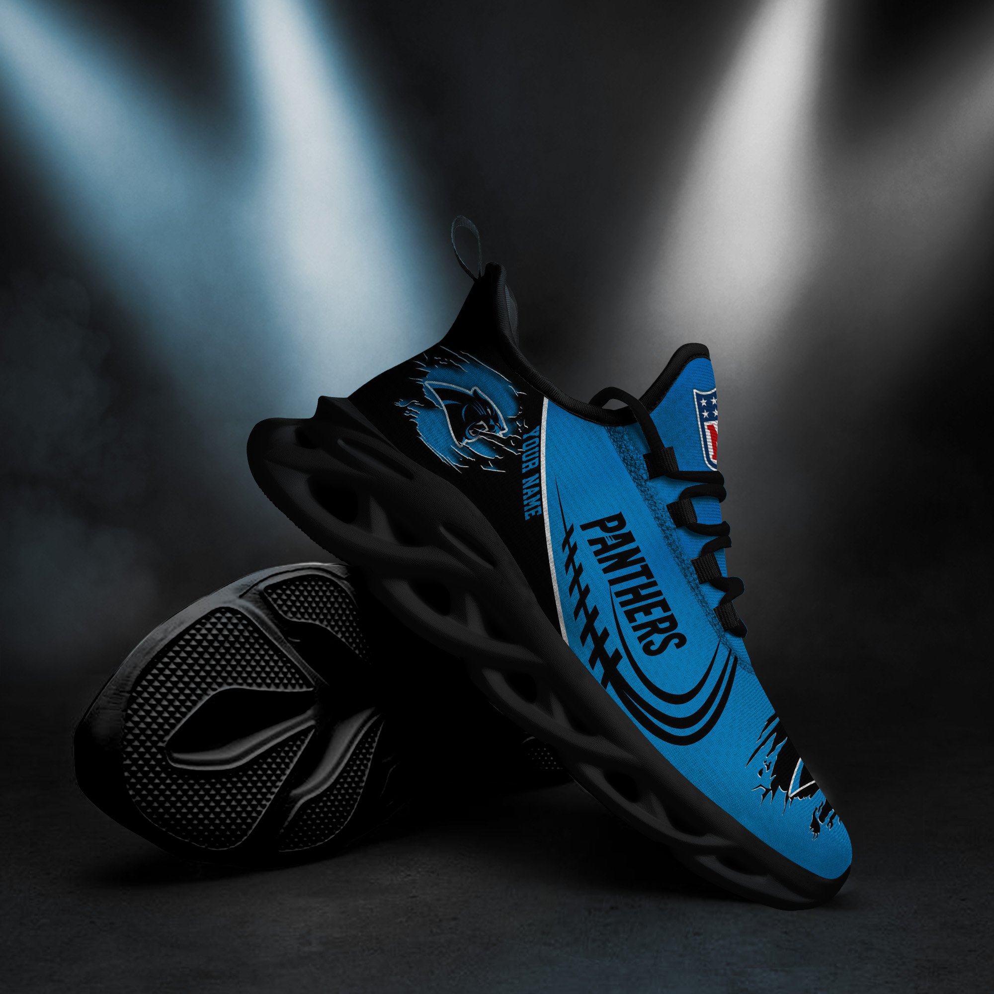Carolina Panthers Black Max Soul Shoes 2026 Versions Custom Name 003