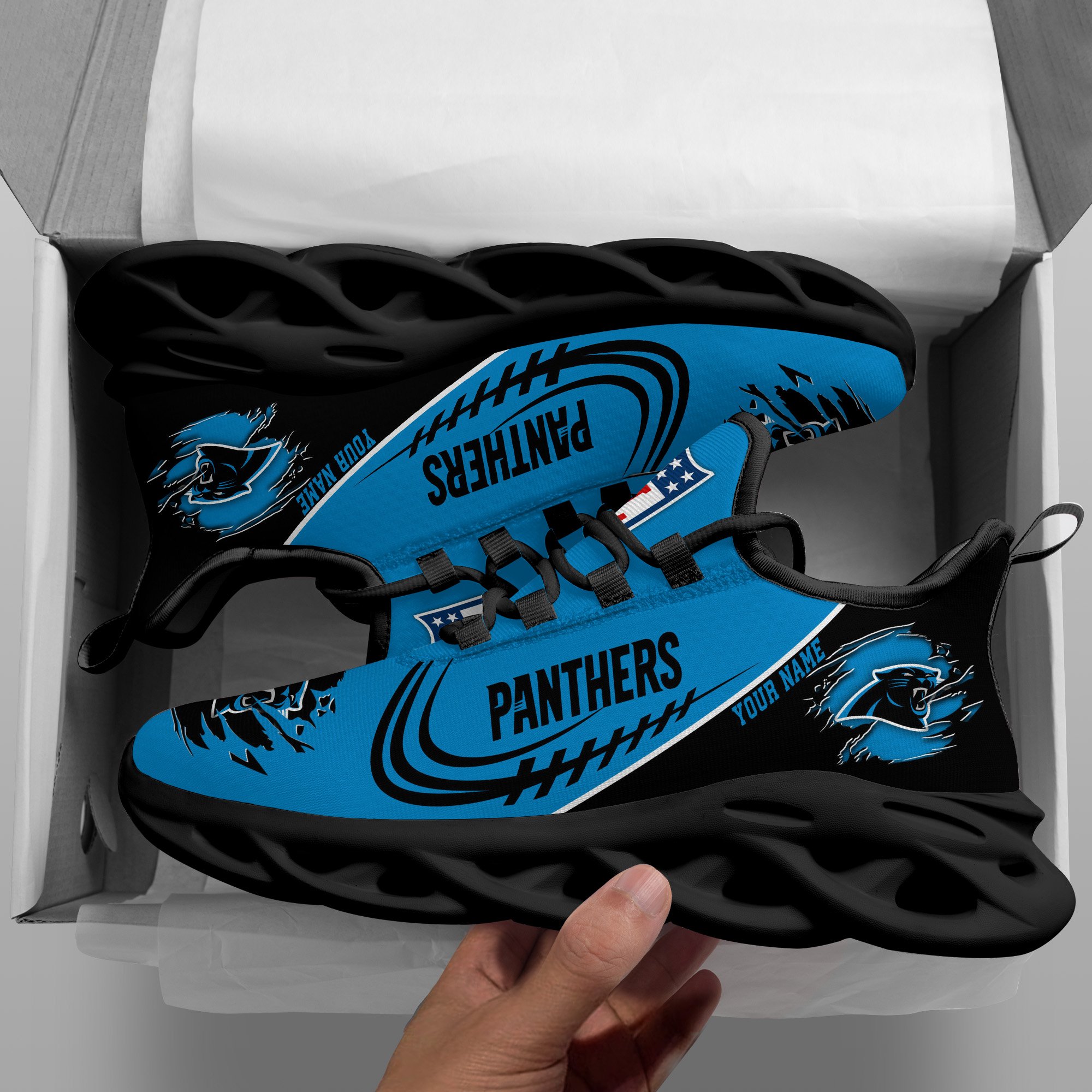 Carolina Panthers Black Max Soul Shoes 2026 Versions Custom Name 003