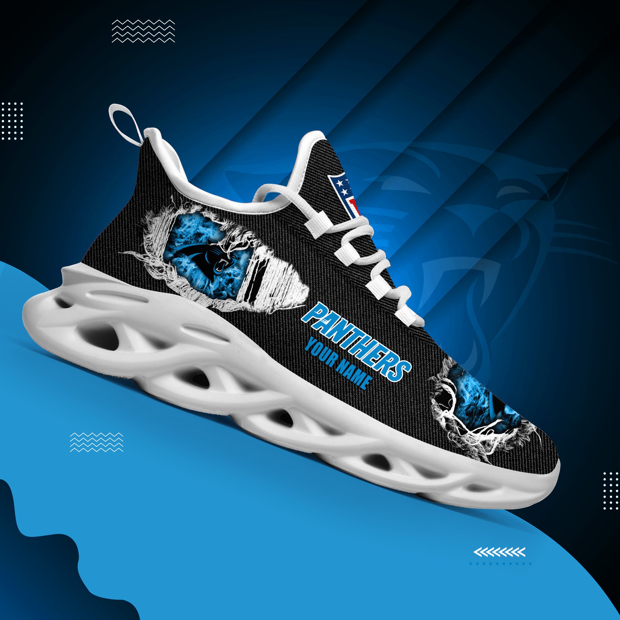 Carolina Panthers Black Max Soul Shoes 2026 Versions Custom Name 554