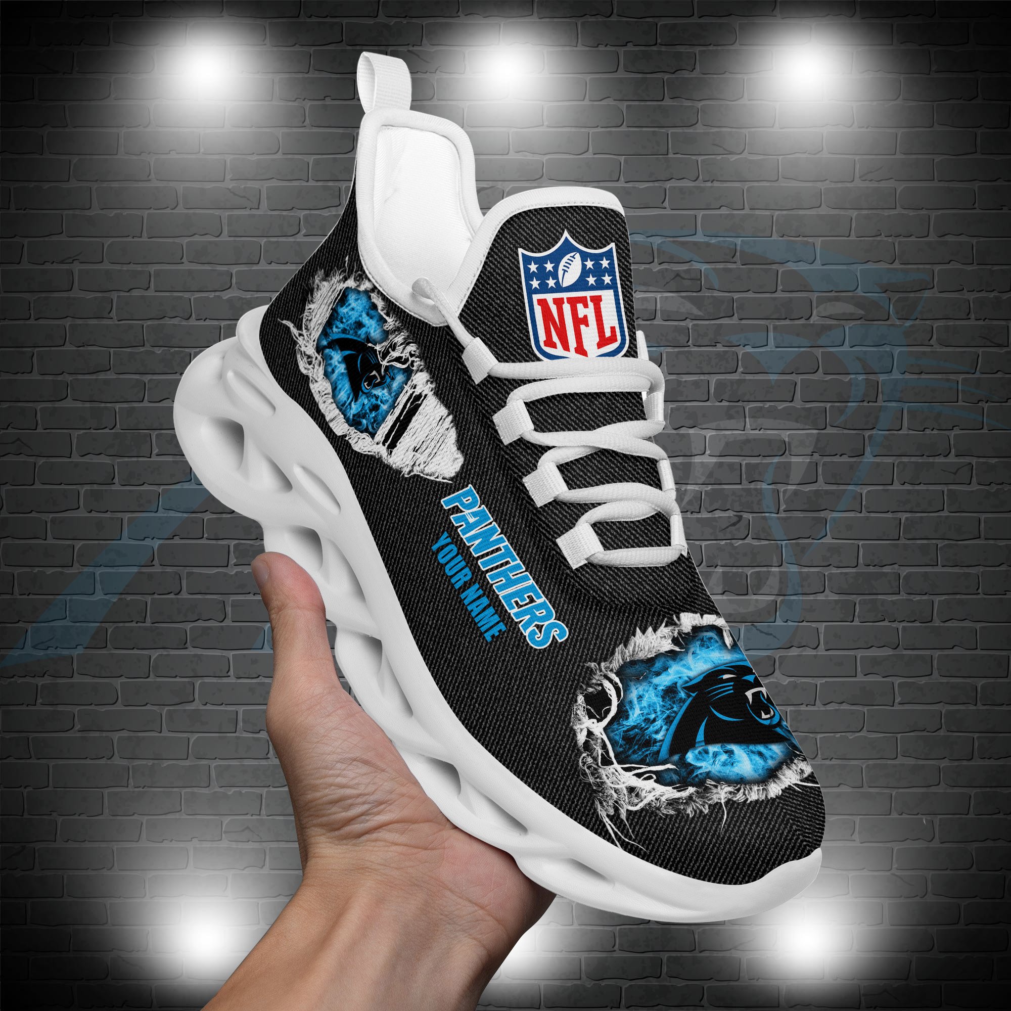 Carolina Panthers Black Max Soul Shoes 2026 Versions Custom Name 554