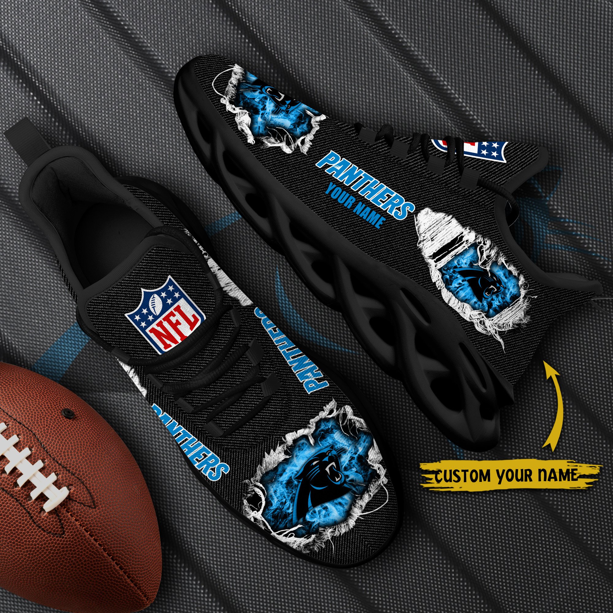 Carolina Panthers Black Max Soul Shoes 2026 Versions Custom Name 554
