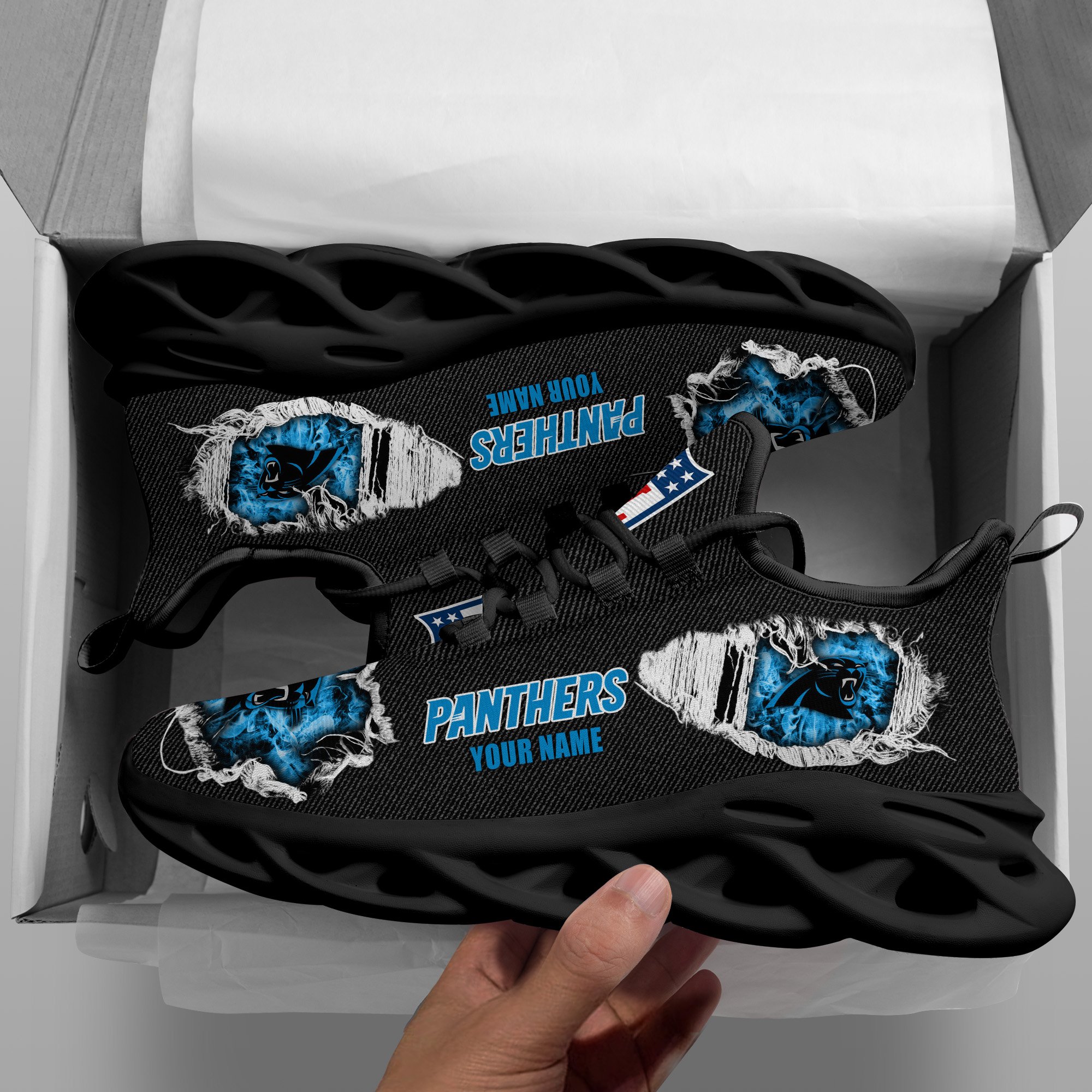 Carolina Panthers Black Max Soul Shoes 2026 Versions Custom Name 554