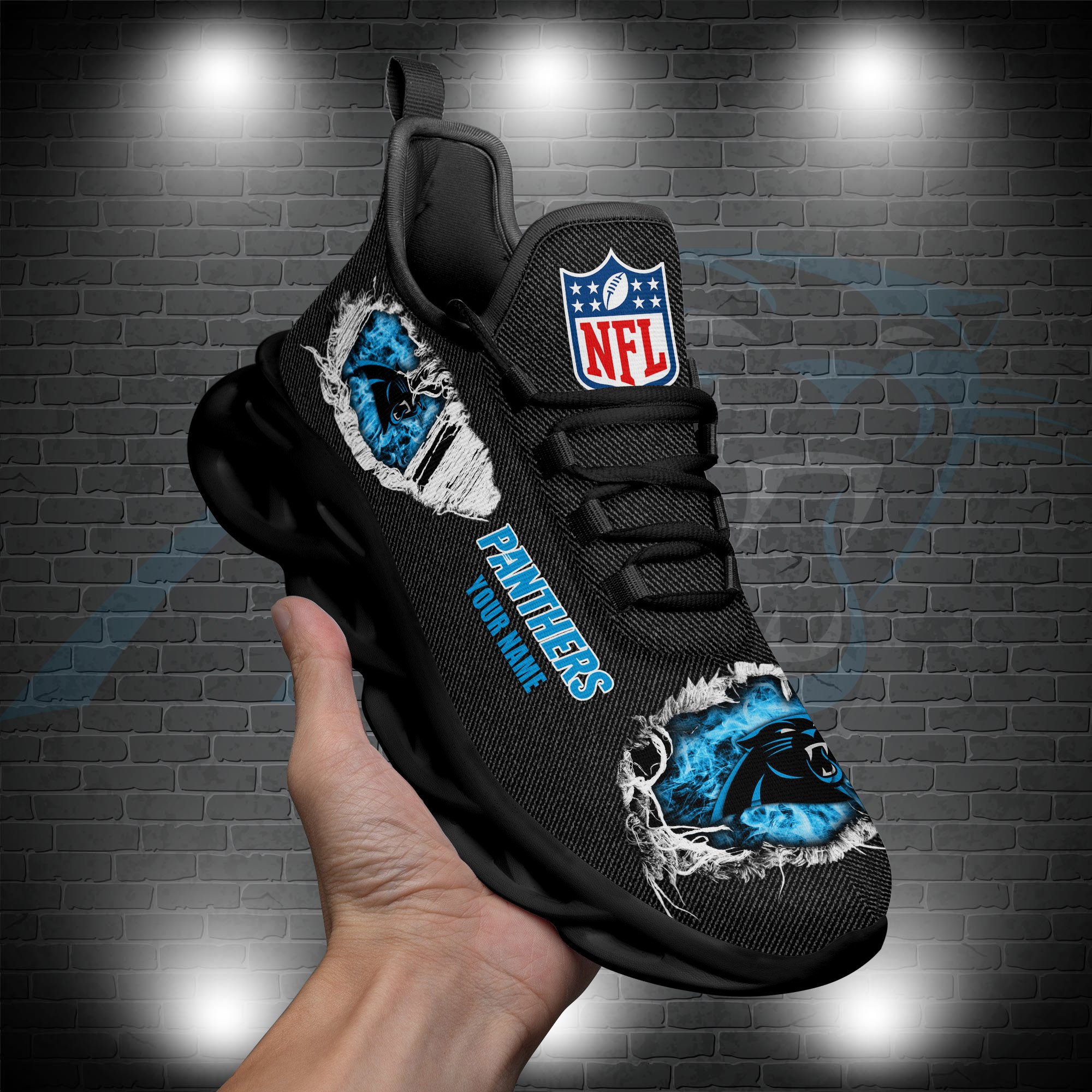 Carolina Panthers Black Max Soul Shoes 2026 Versions Custom Name 554