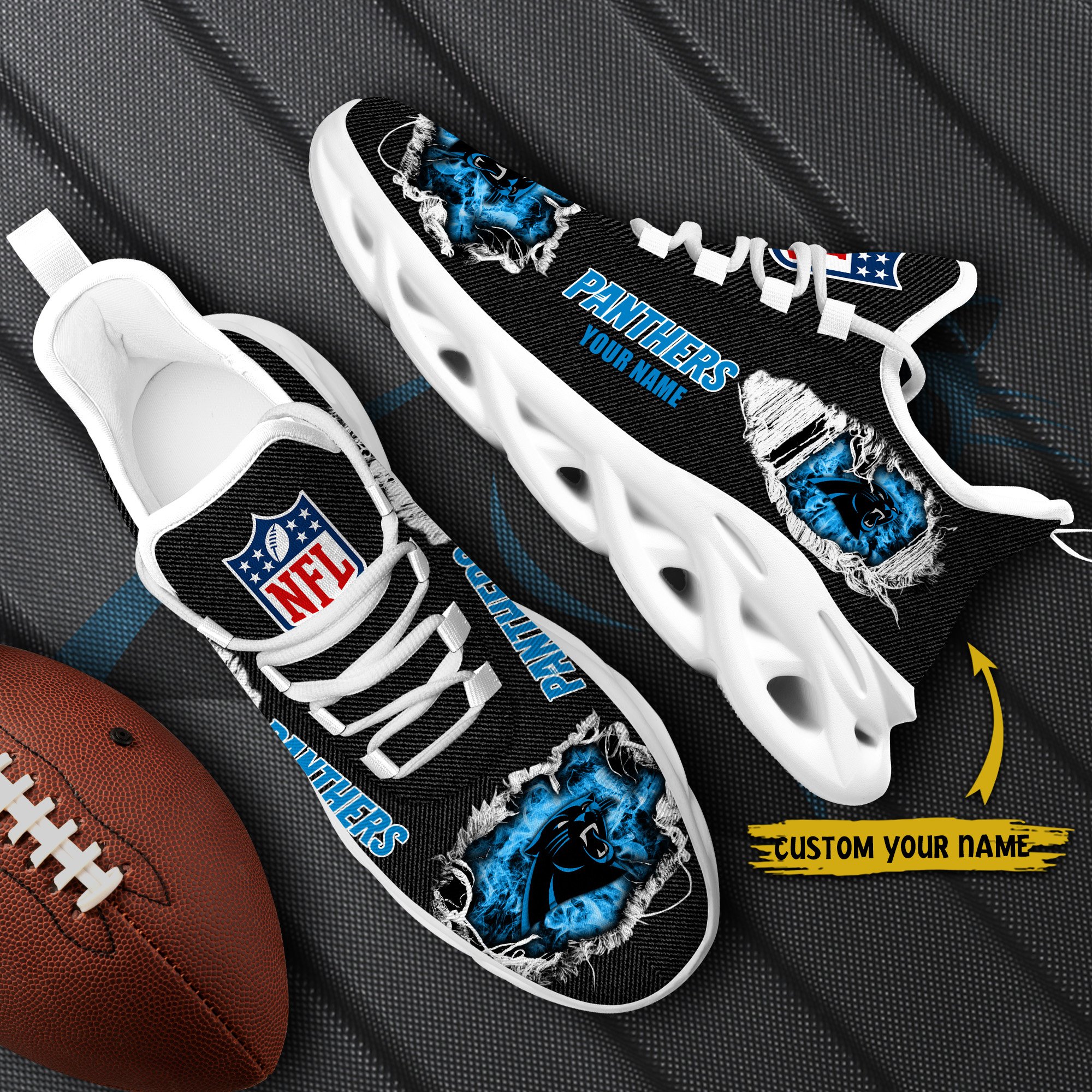 Carolina Panthers Black Max Soul Shoes 2026 Versions Custom Name 554