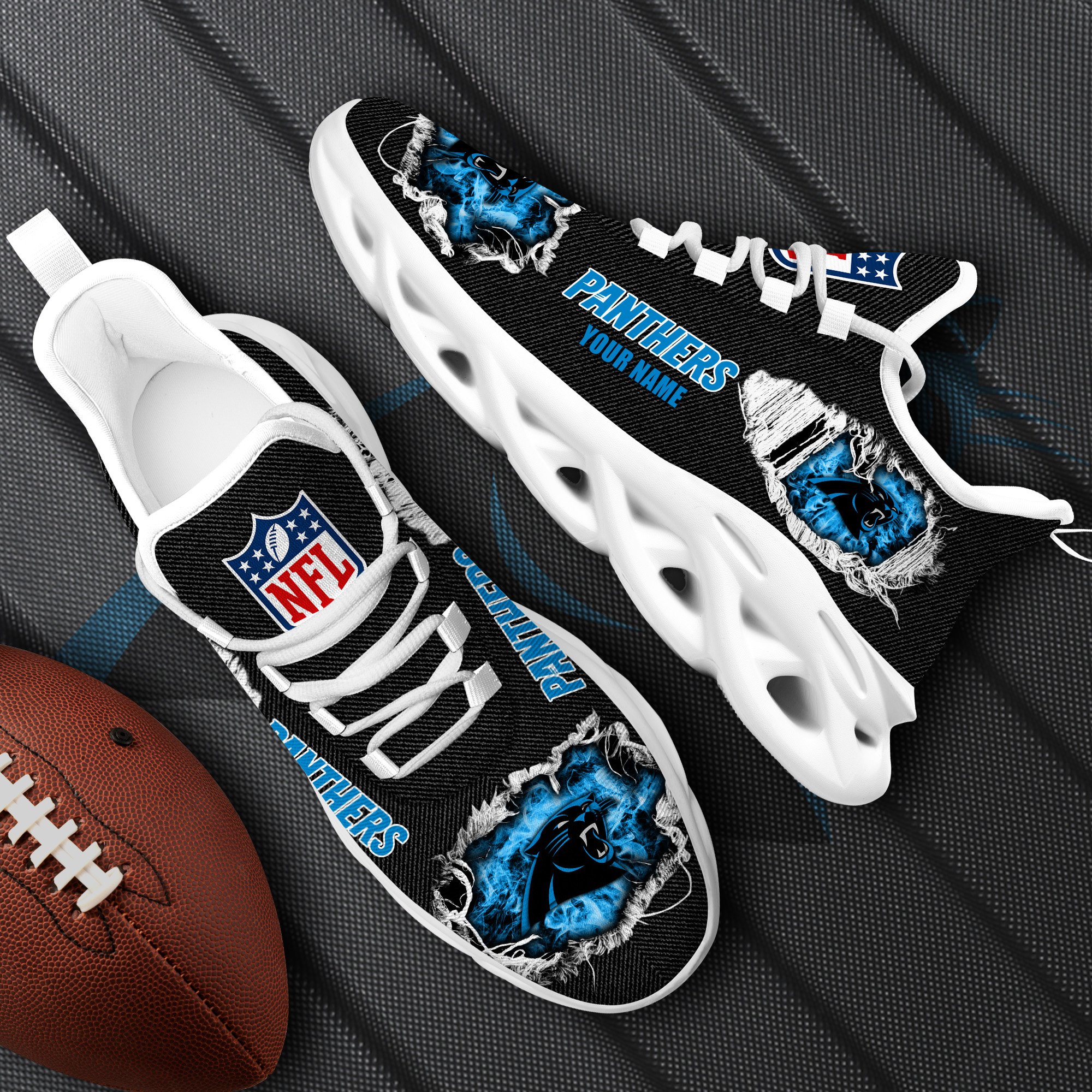 Carolina Panthers Black Max Soul Shoes 2026 Versions Custom Name 554
