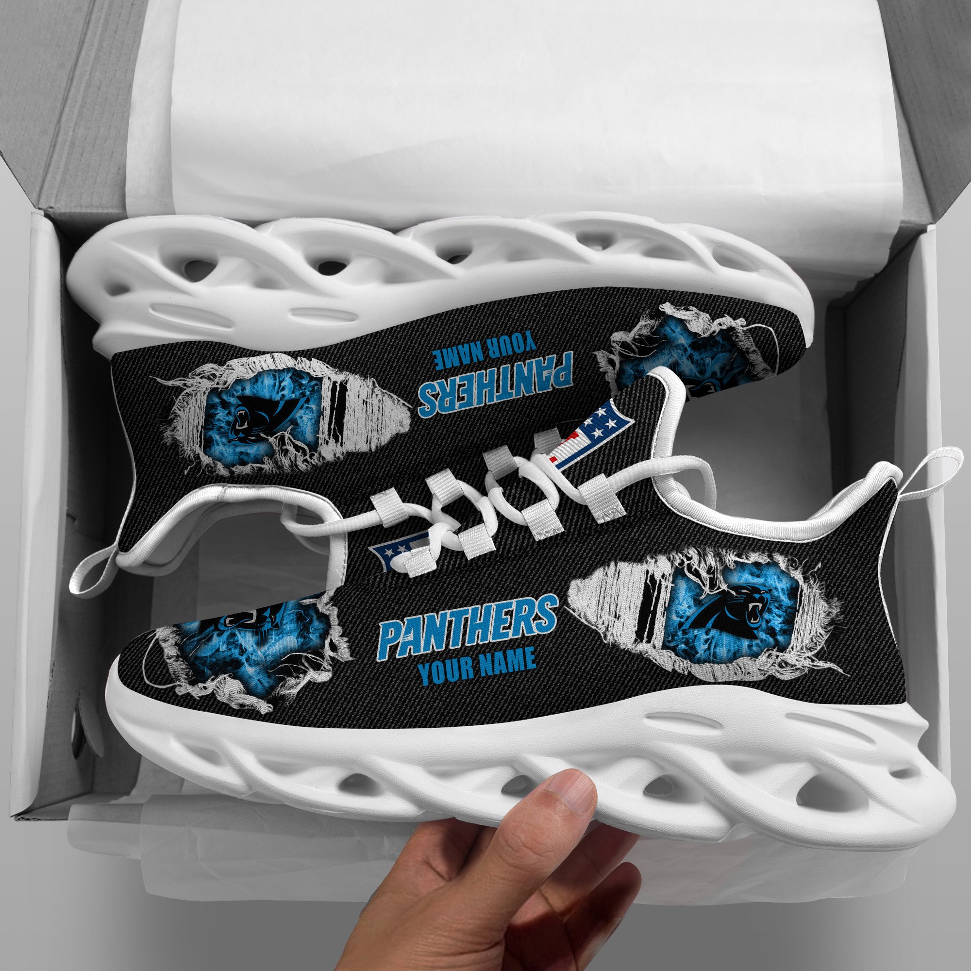 Carolina Panthers Black Max Soul Shoes 2026 Versions Custom Name 554