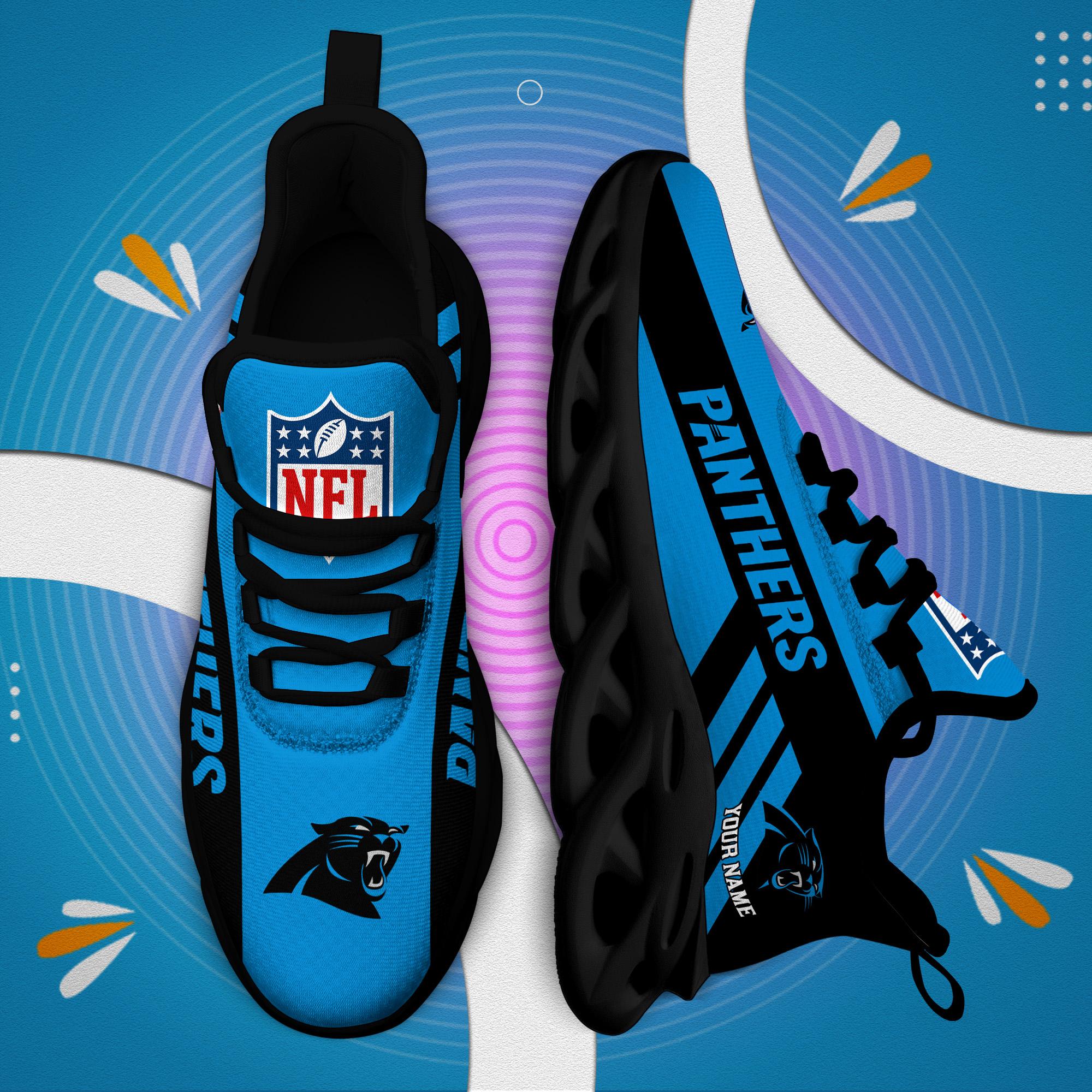 Carolina Panthers Black Max Soul Shoes 2026 Versions Custom Name 635