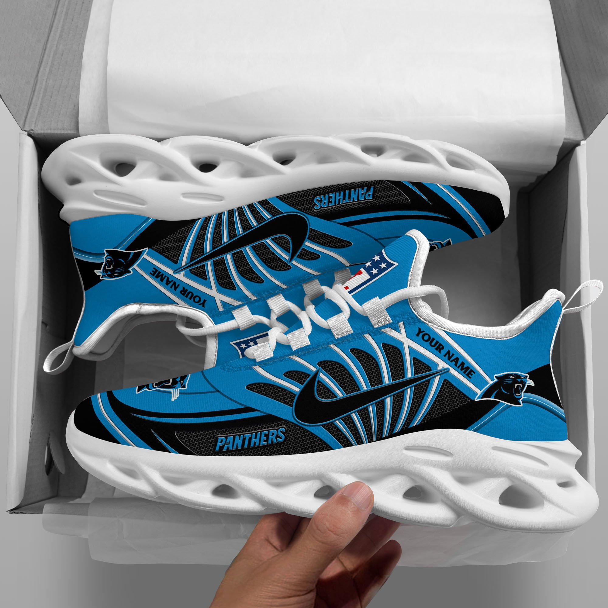 Carolina Panthers Black Max Soul Shoes 2026 Versions Custom Name 898