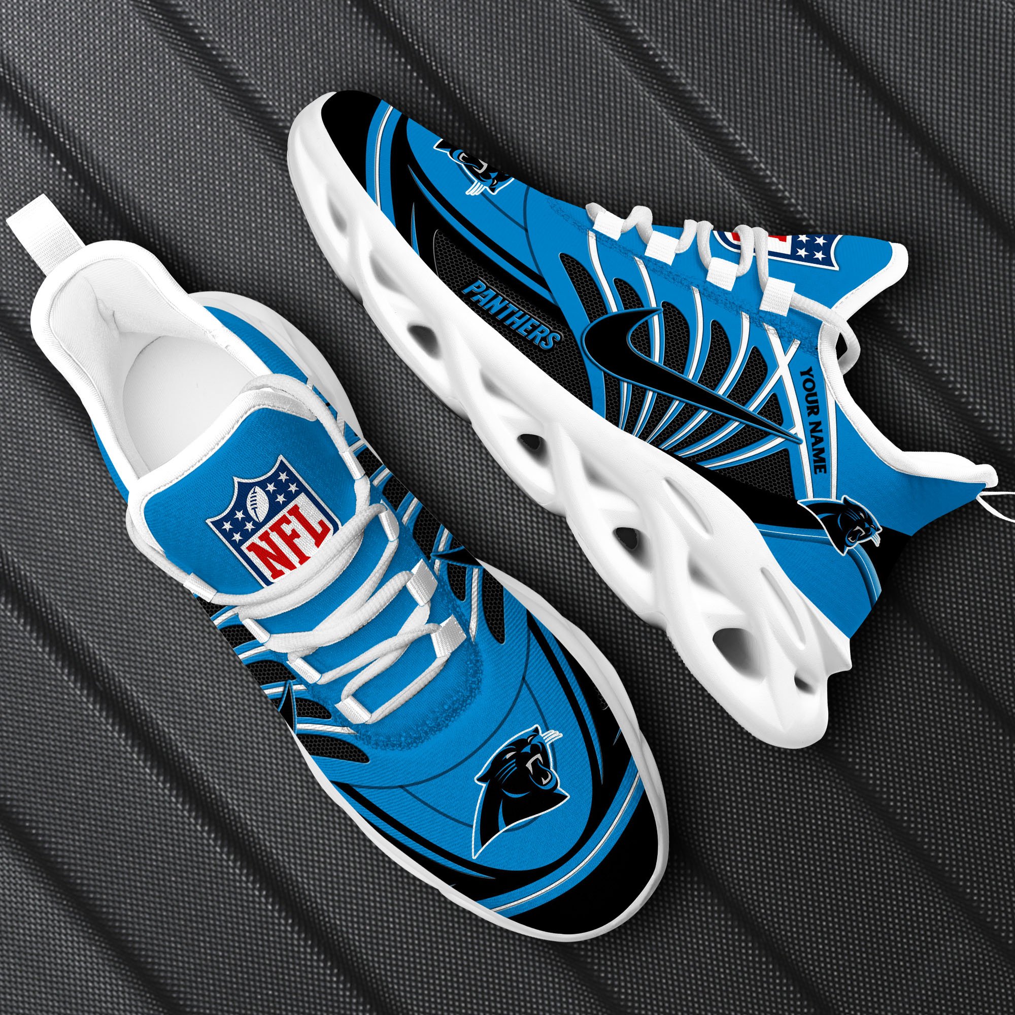 Carolina Panthers Black Max Soul Shoes 2026 Versions Custom Name 898