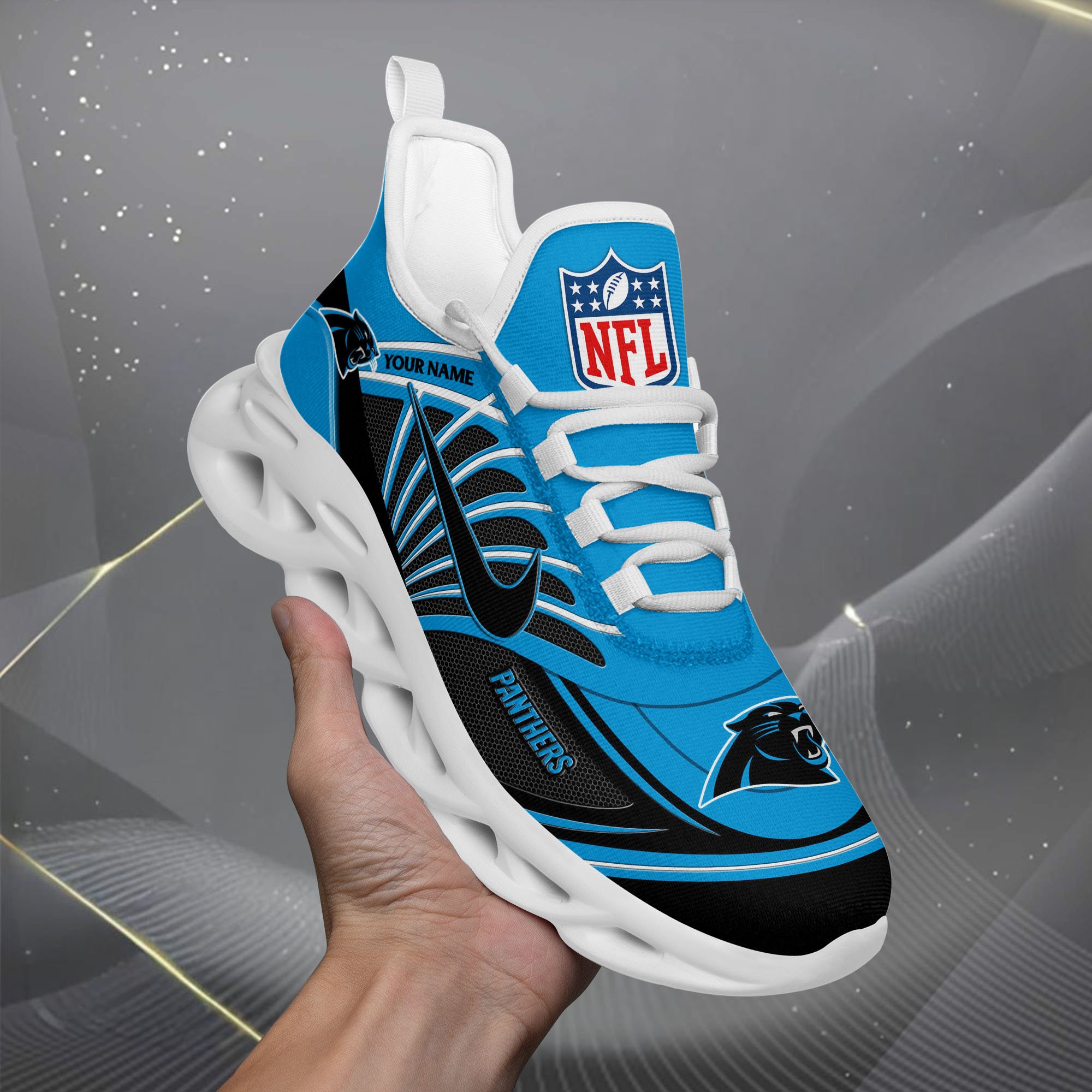 Carolina Panthers Black Max Soul Shoes 2026 Versions Custom Name 898